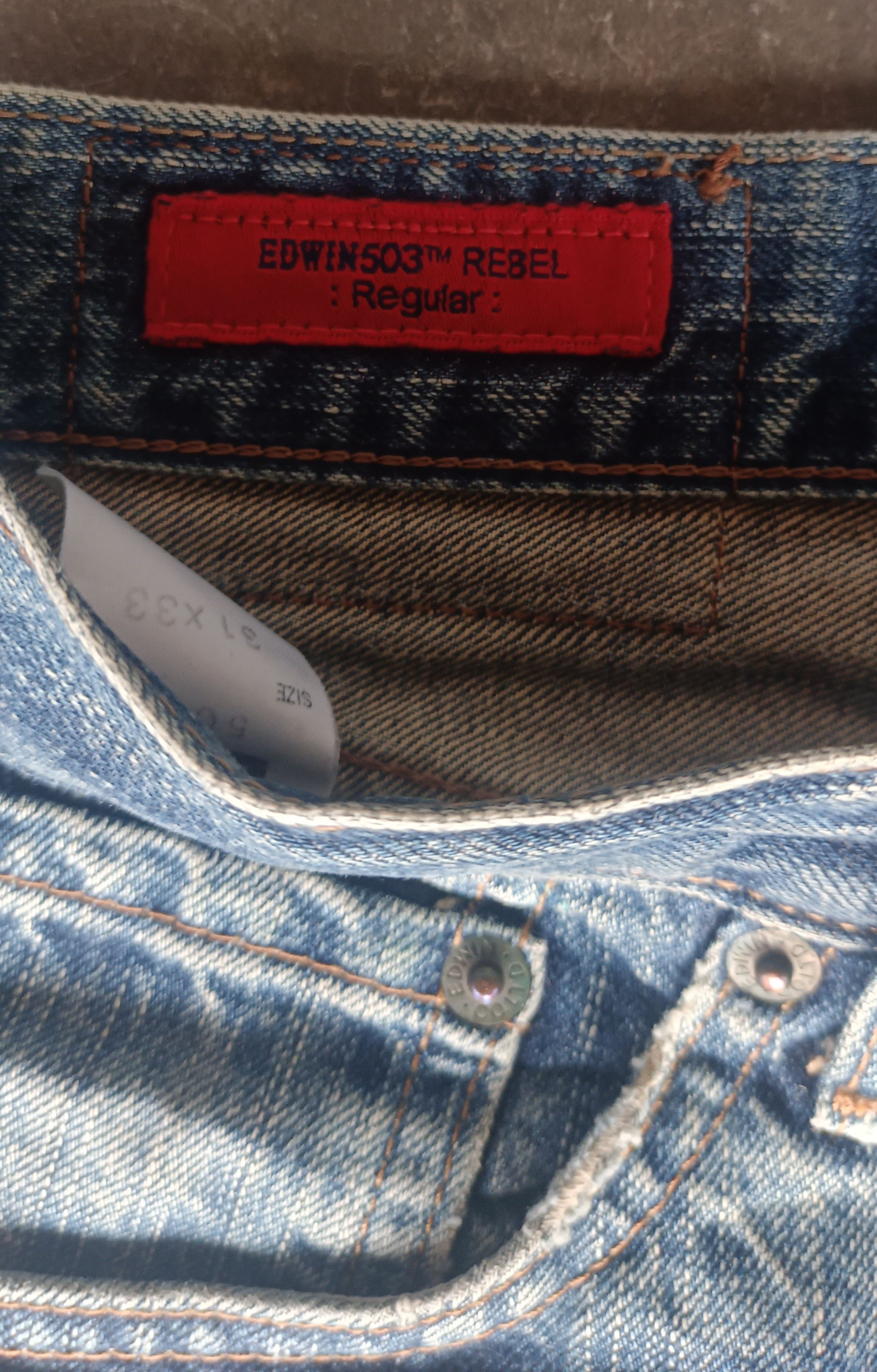 Edwin × Vintage Vintage💥 Edwin 503 REBEL Regular Distressed jeans Size US 31 - 10 Thumbnail