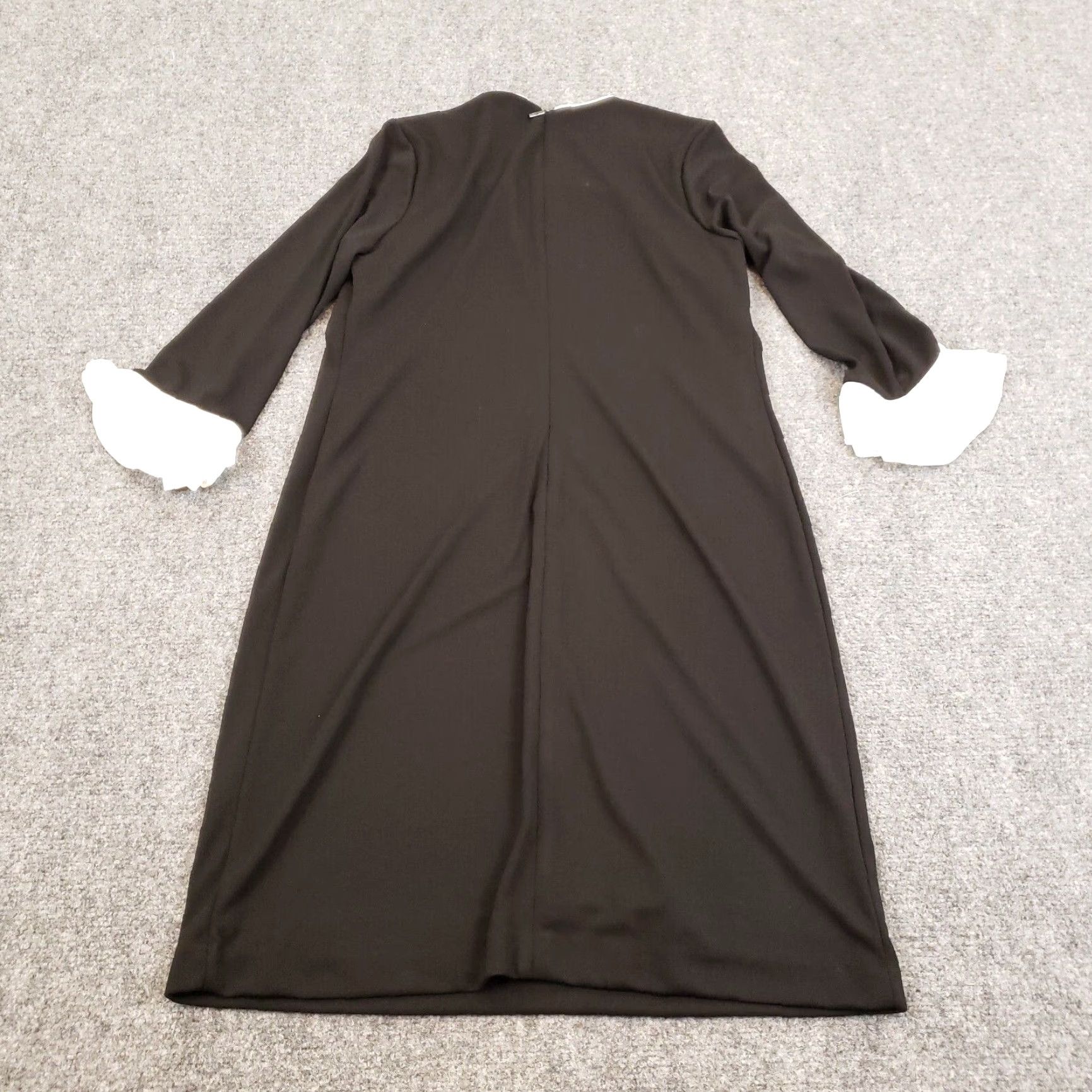Karl Lagerfeld VINTAGE Karl Lagerfeld Dress Womens 8 Black Midi Shift Long Sleeve Ruffle Size M / US 6-8 / IT 42-44 - 8 Thumbnail