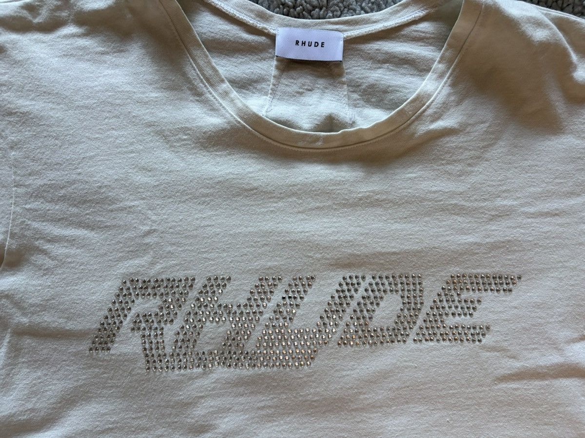 Rhude rhude rhinestone logo tee cream Size US M / EU 48-50 / 2 - 3 Thumbnail