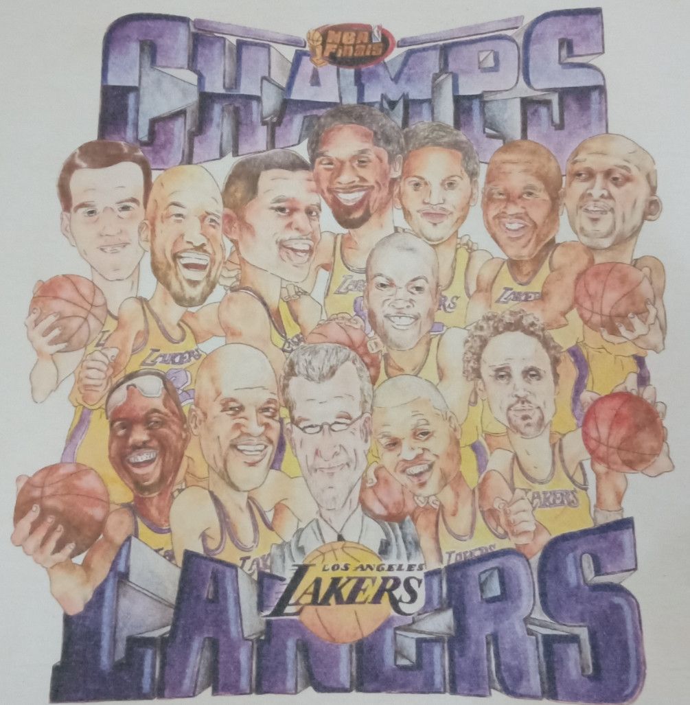 NBA × Pro Player Vintage 90s LA Lakers 12x NBA World Champions T-shirt Size US L / EU 52-54 / 3 - 7 Thumbnail