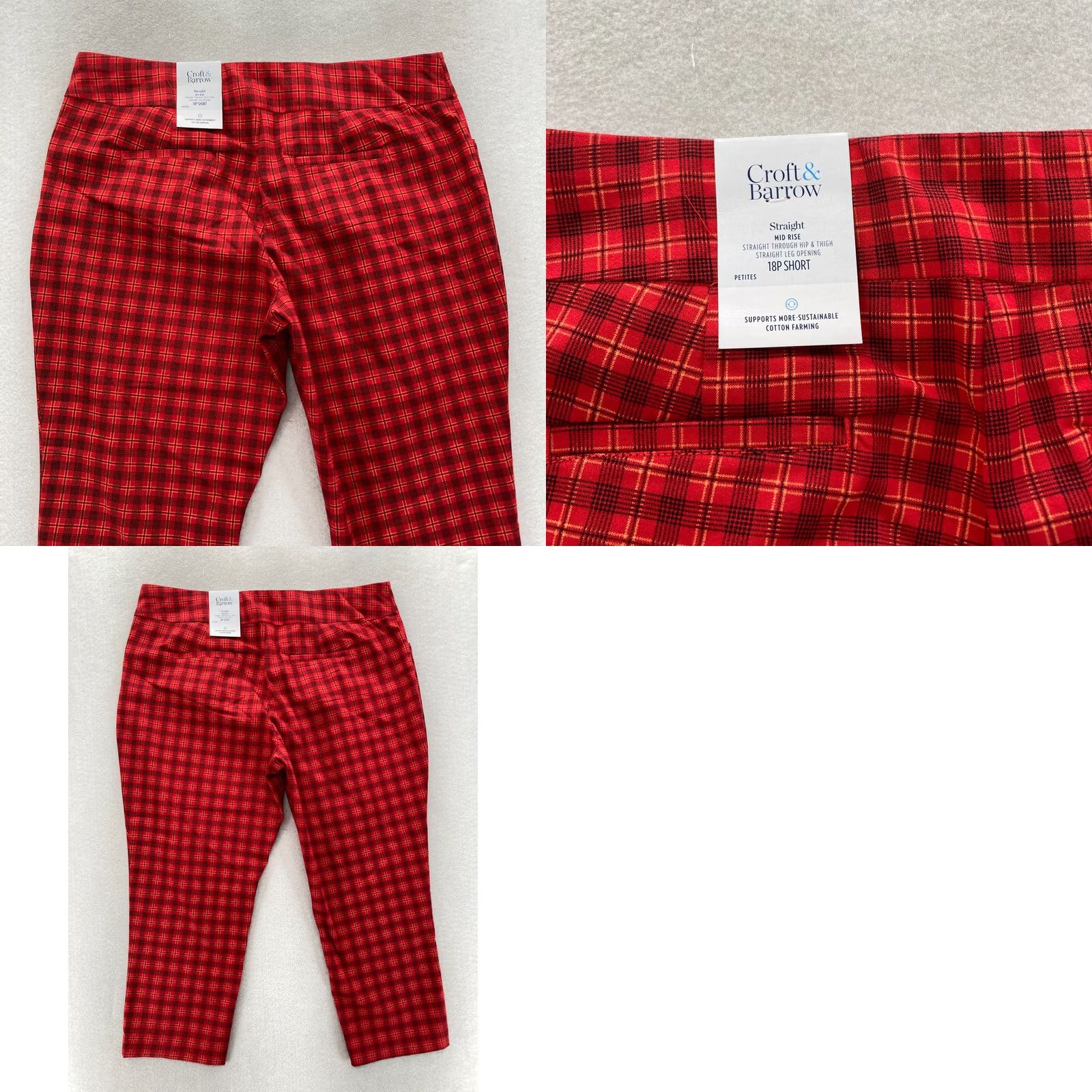 Croft & Barrow Croft & Barrow The Effortless Stretch Pant Women's 18P Red Plaid Stretch Pull On Pants Slim Straight Capris? Size 26" / US 2 / IT 38 - 9 Thumbnail
