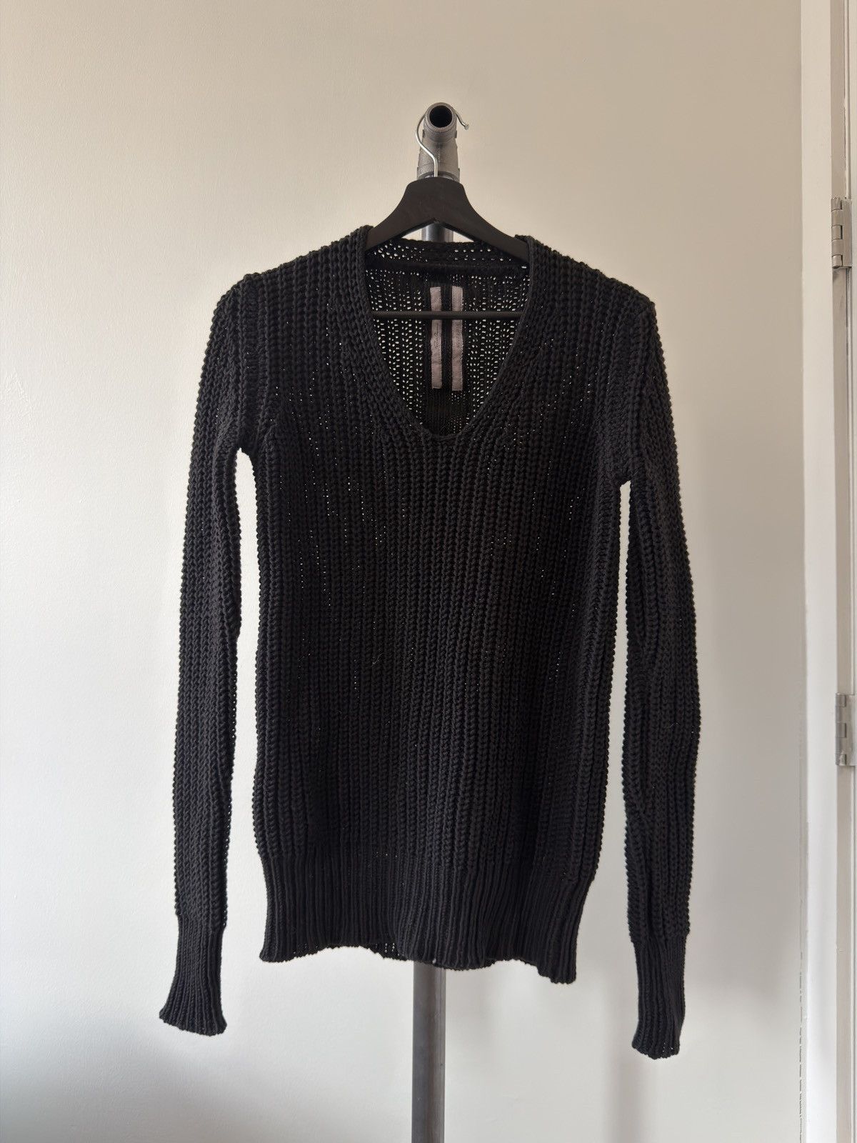 Rick Owens FW14 MOODY Black V-Neck Sweater Size S / US 4 / IT 40 - 1 Thumbnail