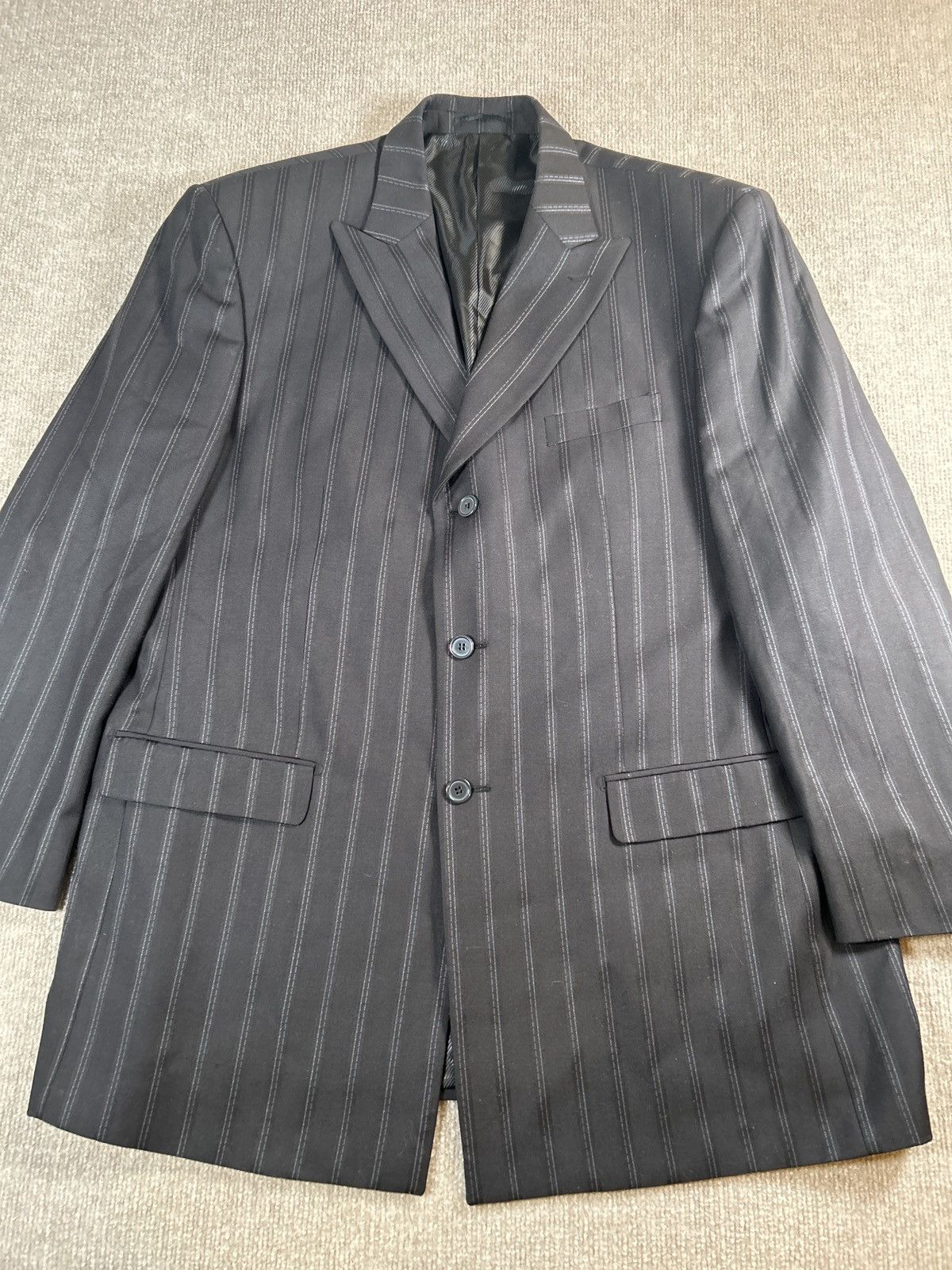 Giorgio Fiorelli Giorgio Fiorelli Men’s 46R Black Pinstripe Jacket Blazer Size 46R - 1 Thumbnail