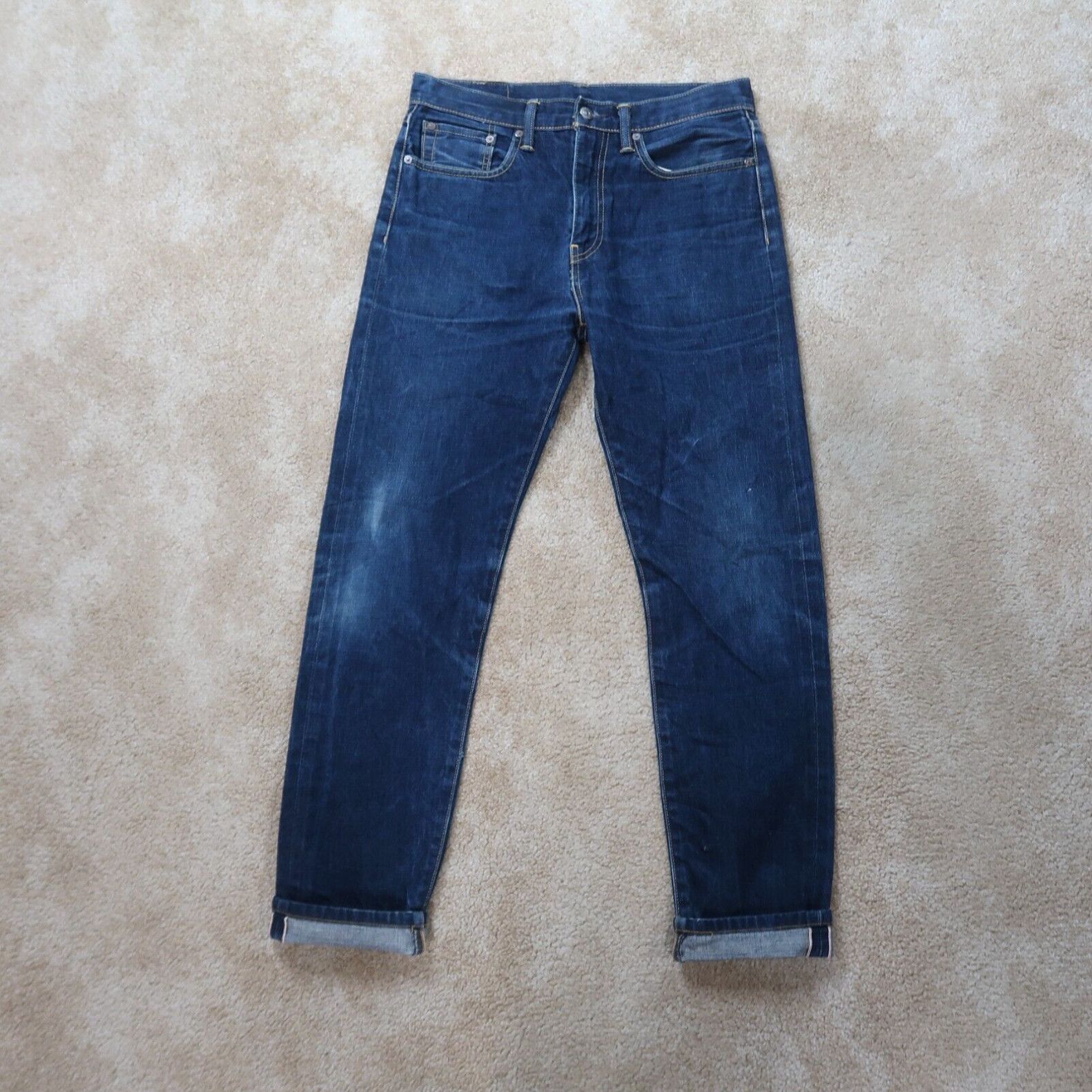 image of Levis Levi's 522 Selvedge Denim Taper Leg Jeans Men's 31X34 (31X31) Blue Denim in White