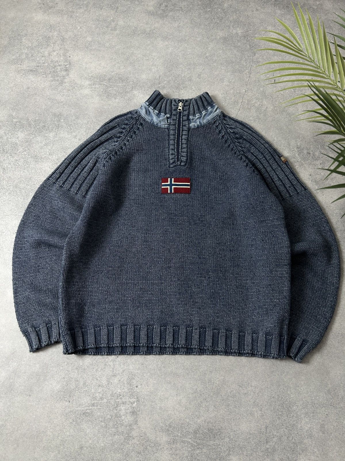 Napapijri Napapijri Wool 1/4 zip washed blue sweaters mens Size US L / EU 52-54 / 3 - 2 Thumbnail
