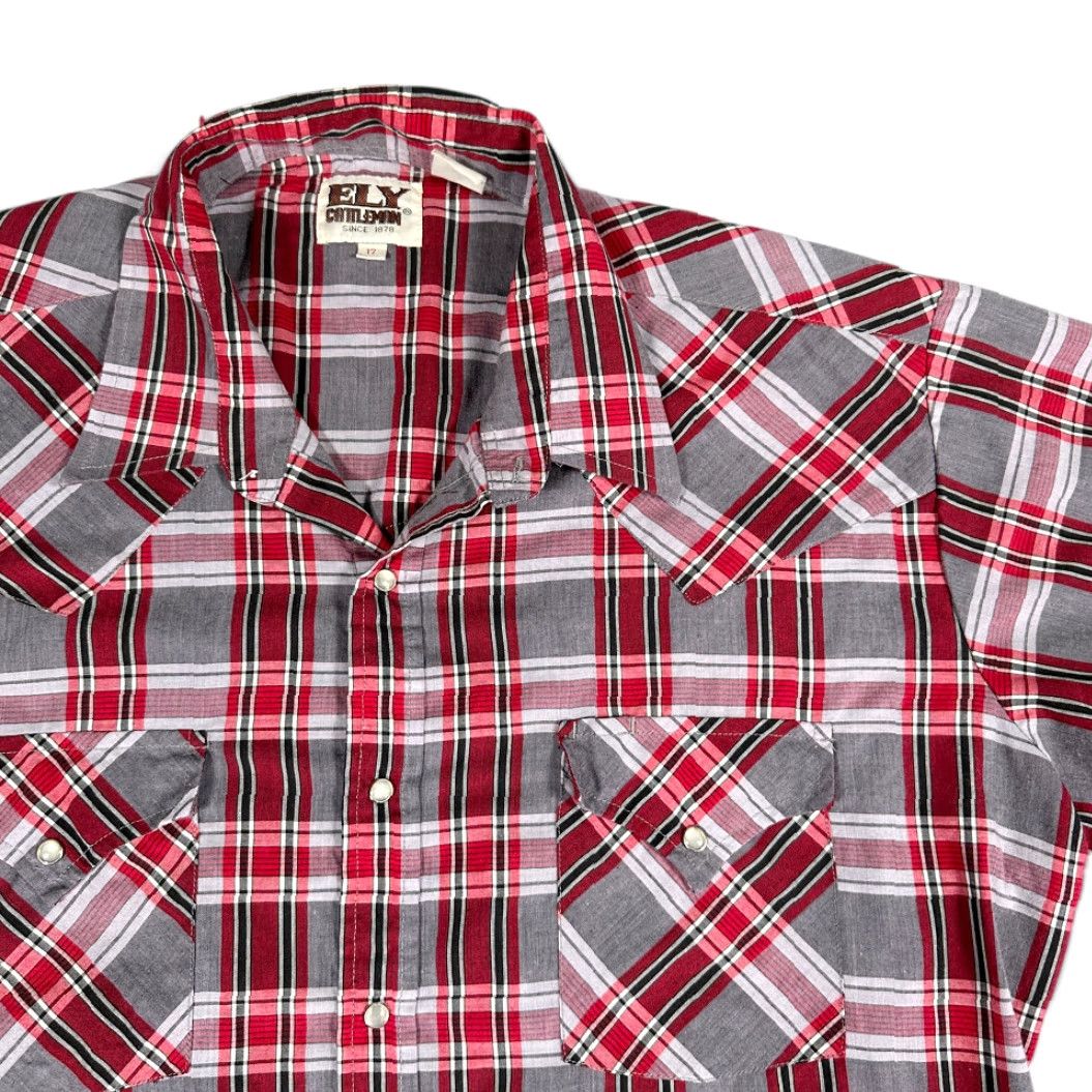 Vintage VINTAGE Ely Cattleman Western Shirt Red Plaid Pearl Snap XXL XL Short Sleeve Mens Size US XL / EU 56 / 4 - 2 Thumbnail