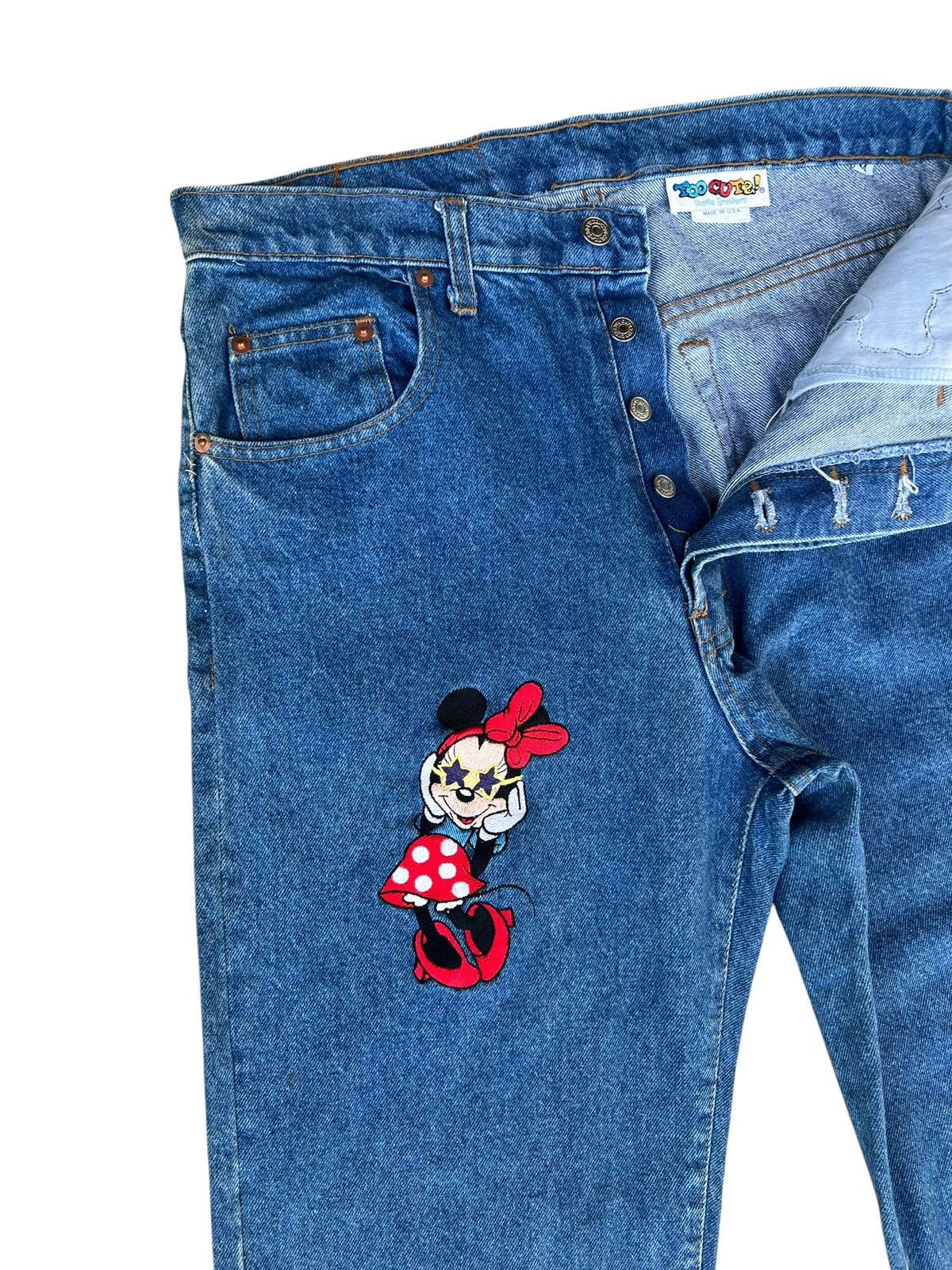 Too Cute Guetta Bros. 90s Too Cute Guetta Bros X Disney Mickey Minnie Denim Jeans Size US 31 - 8 Thumbnail