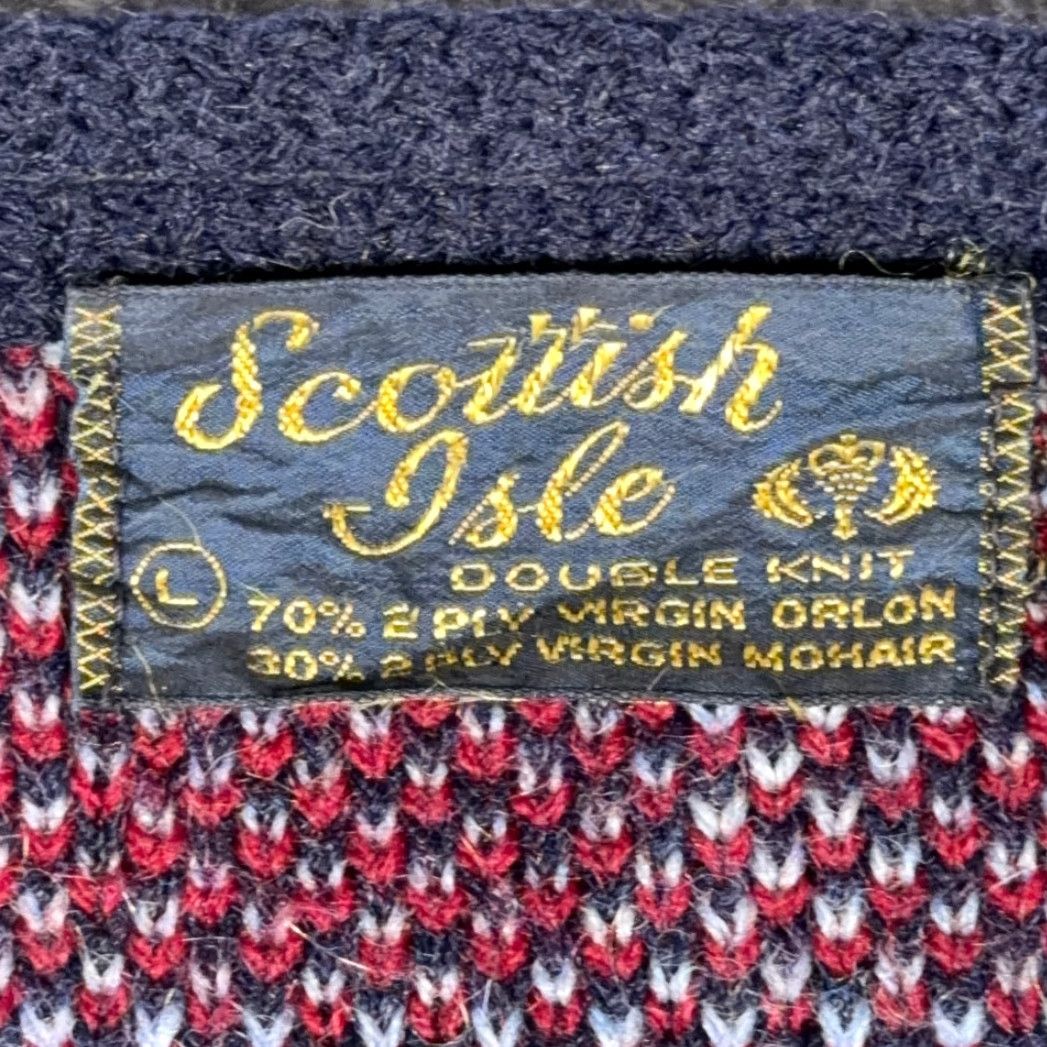 Vintage VINTAGE Scottish Isle Sweater Cardigan Mens Blue Plaid 60s Mohair Wool (orlon) Adult M Size Size US M / EU 48-50 / 2 - 4 Thumbnail