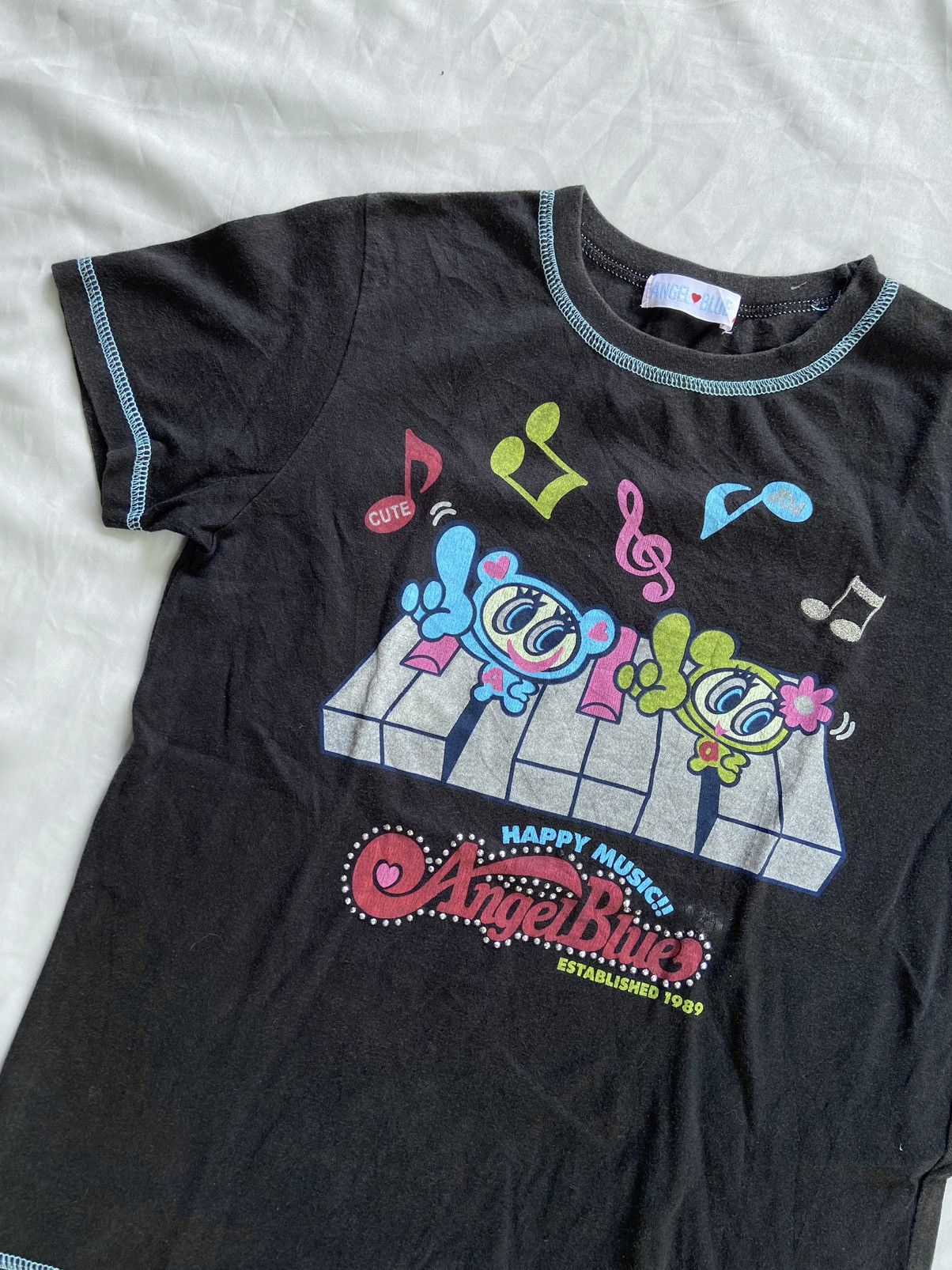 Angel Blue Y2K ANGEL BLUE HAPPY MUSIC TEE Size US XS / EU 42 / 0 - 3 Thumbnail