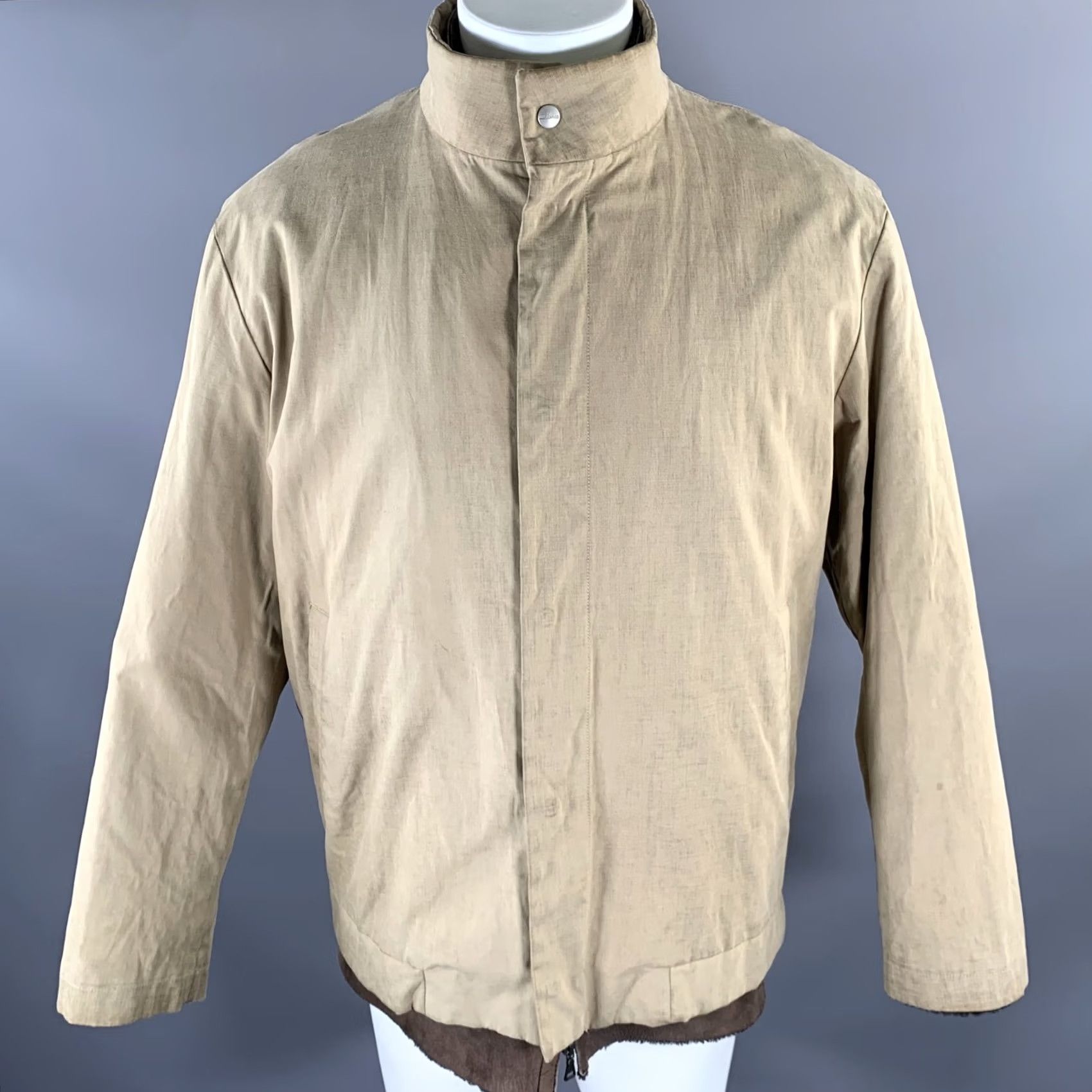 Jil Sander JIL SANDER Jacket M Beige Brown Cotton Layered Suede Lined Jacket Mens Italy Size US M / EU 48-50 / 2 - 2 Thumbnail