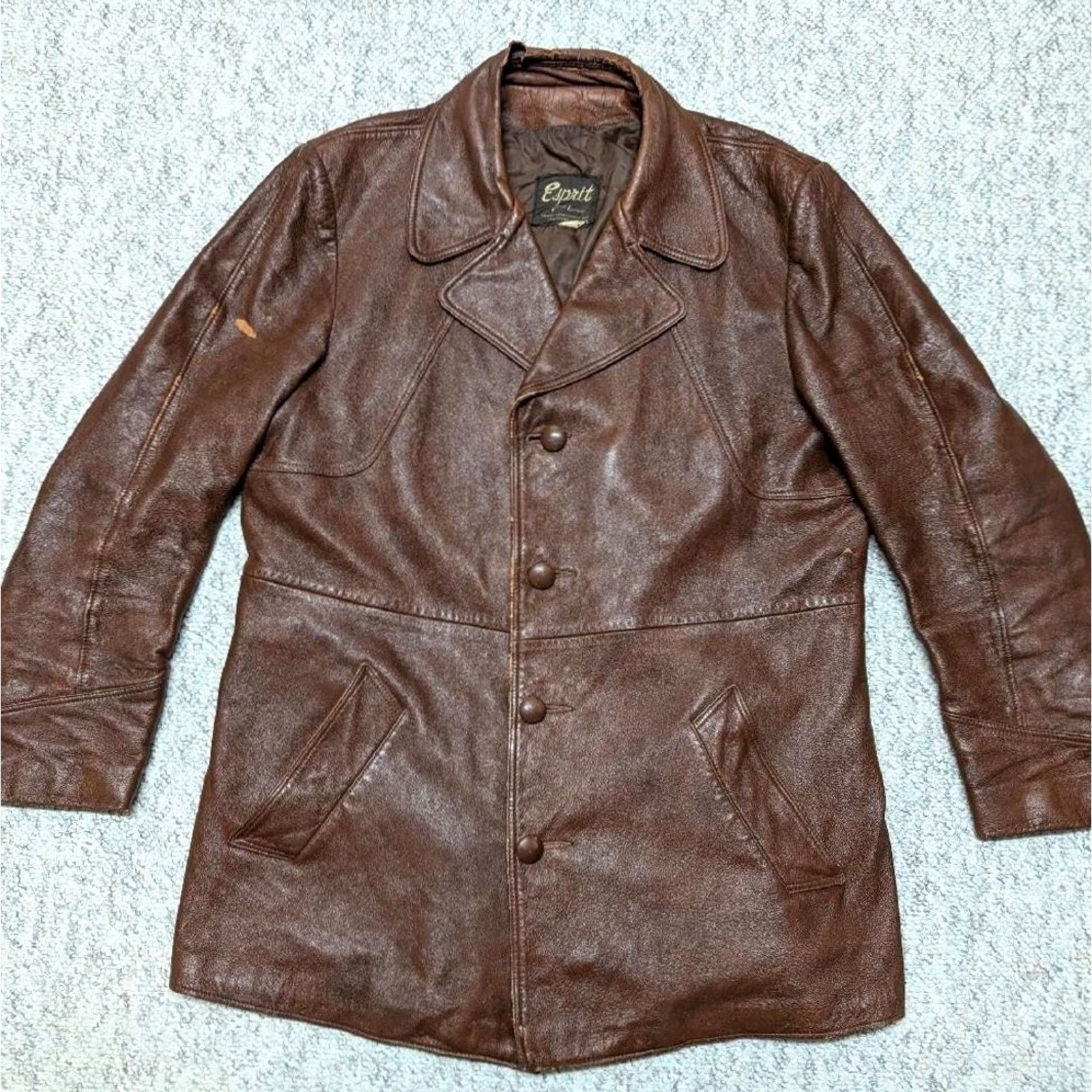 Esprit VINTAGE Buckskin brown leather coat BUCKSKIN 42 M East West Hippie Boho Mens Leather Coat West East West 1970s Size US M / EU 48-50 / 2 - 2 Thumbnail