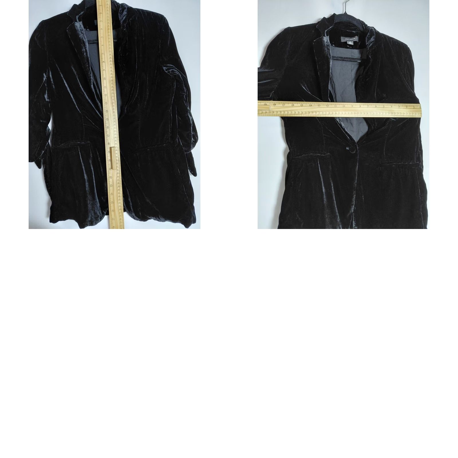 Vintage HALOGEN Black Velvet Blazer XS Petite Solid Long Sleeve Women Size XS petite Size XS / US 0-2 / IT 36-38 - 8 Thumbnail