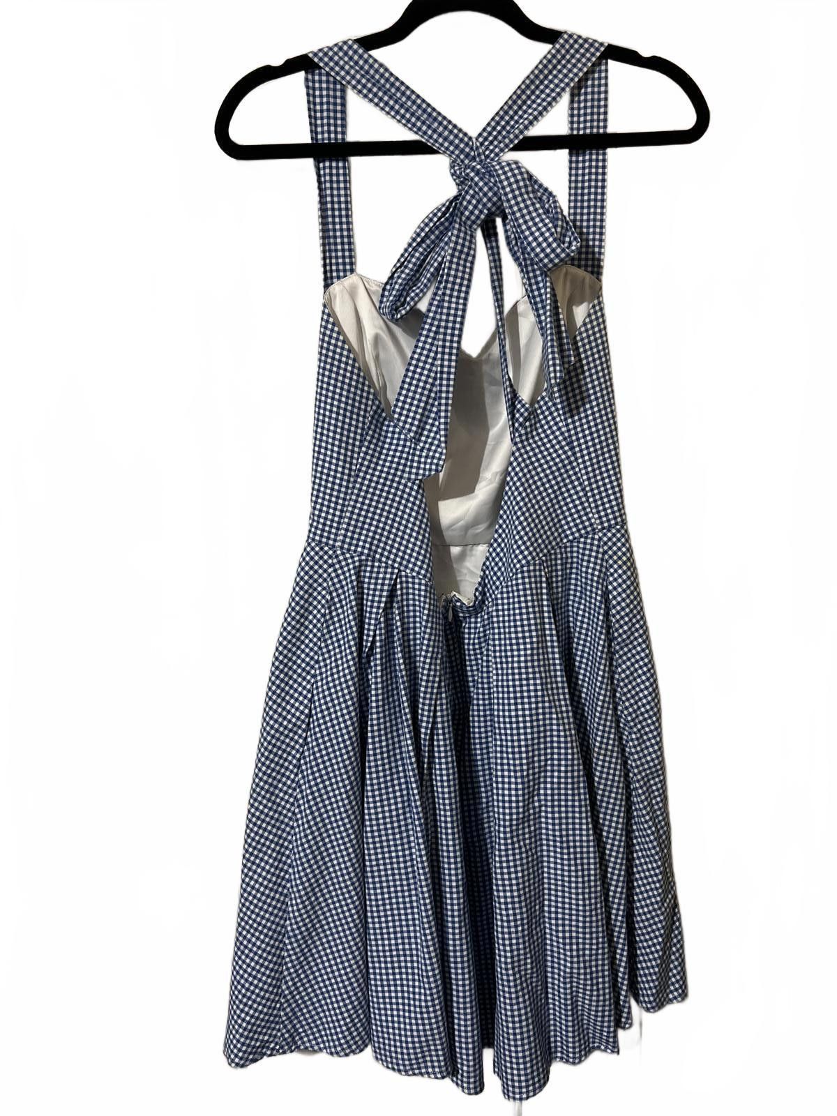 Other Lauren James Blue White Gingham Halter Tie Back L Retro Size L / US 10 / IT 46 - 5 Thumbnail