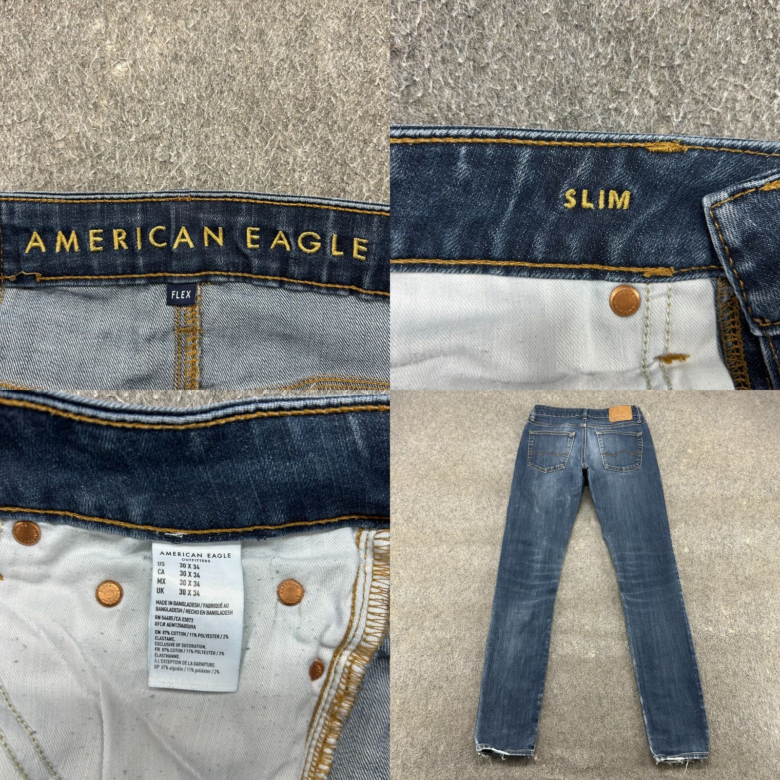 American Eagle Outfitters American Eagle Outfitters Jeans Mens 30x34 Blue Distressed Slim Straight Leg Dark Denim 5-Pocket Distressed Slimming Men Size US 30 / EU 46 - 9 Thumbnail