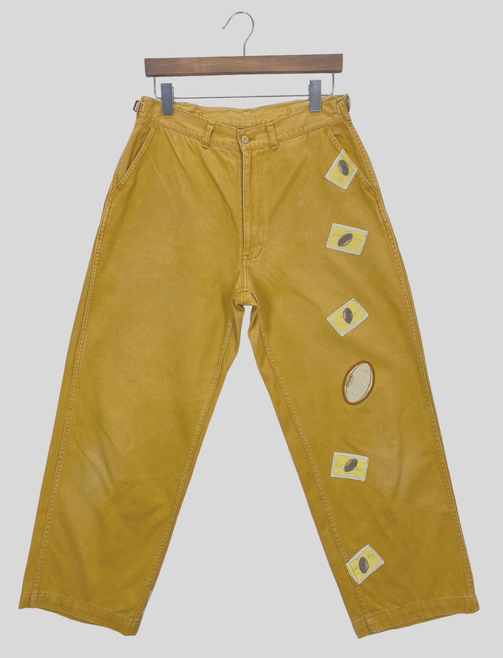 image of Karl Helmut Pants Patchwork Color Block Skateboard Pants in Yellow, Men's (Size 27)