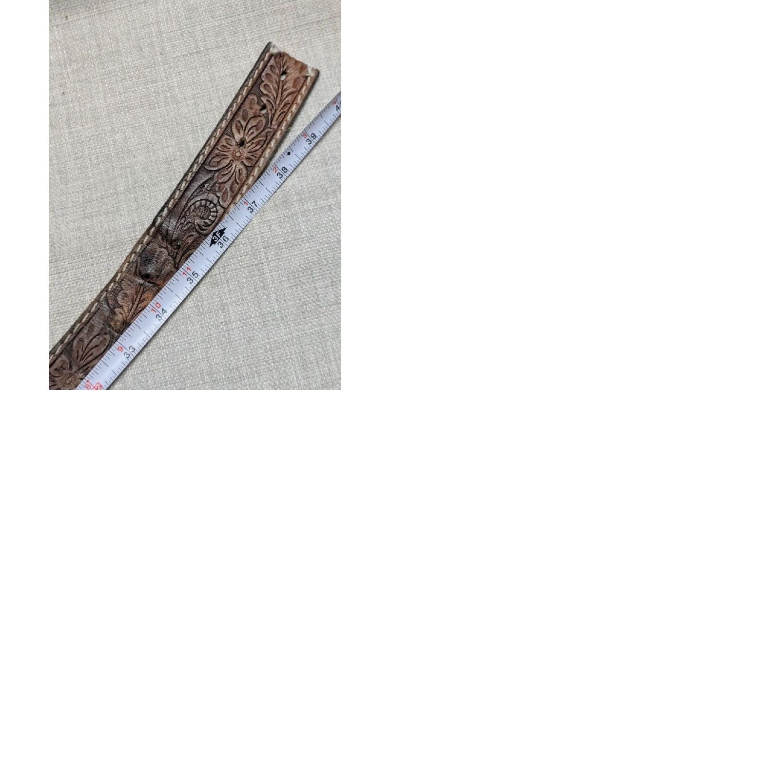 Tony Lama VINTAGE Tony Lama belt TOOLED cowhide leather Western Belt 36 Brown Eagle belt Mens XS? wait Size 36 - 9 Thumbnail