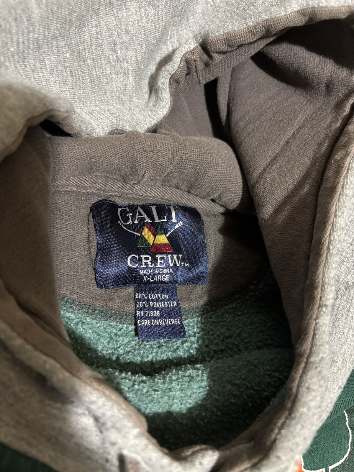 Galt Crew *VINTAGE* University of Miami Hurricanes Two-Tone Hoodie Size US XL / EU 56 / 4 - 5 Thumbnail