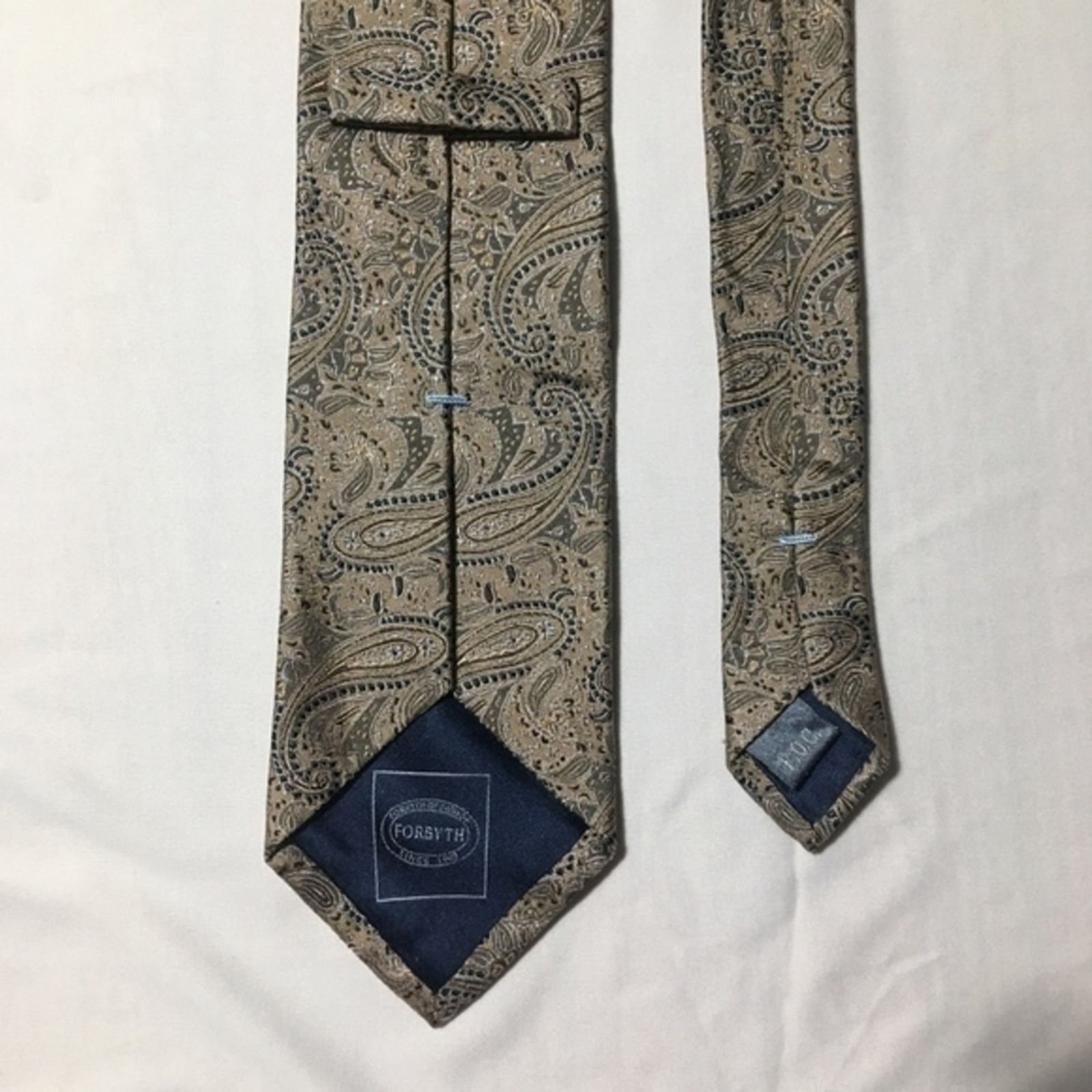 Vintage Vintage Forsyth of Canada Neutral Paisley Brocade Silk Tie Size ONE SIZE - 4 Thumbnail