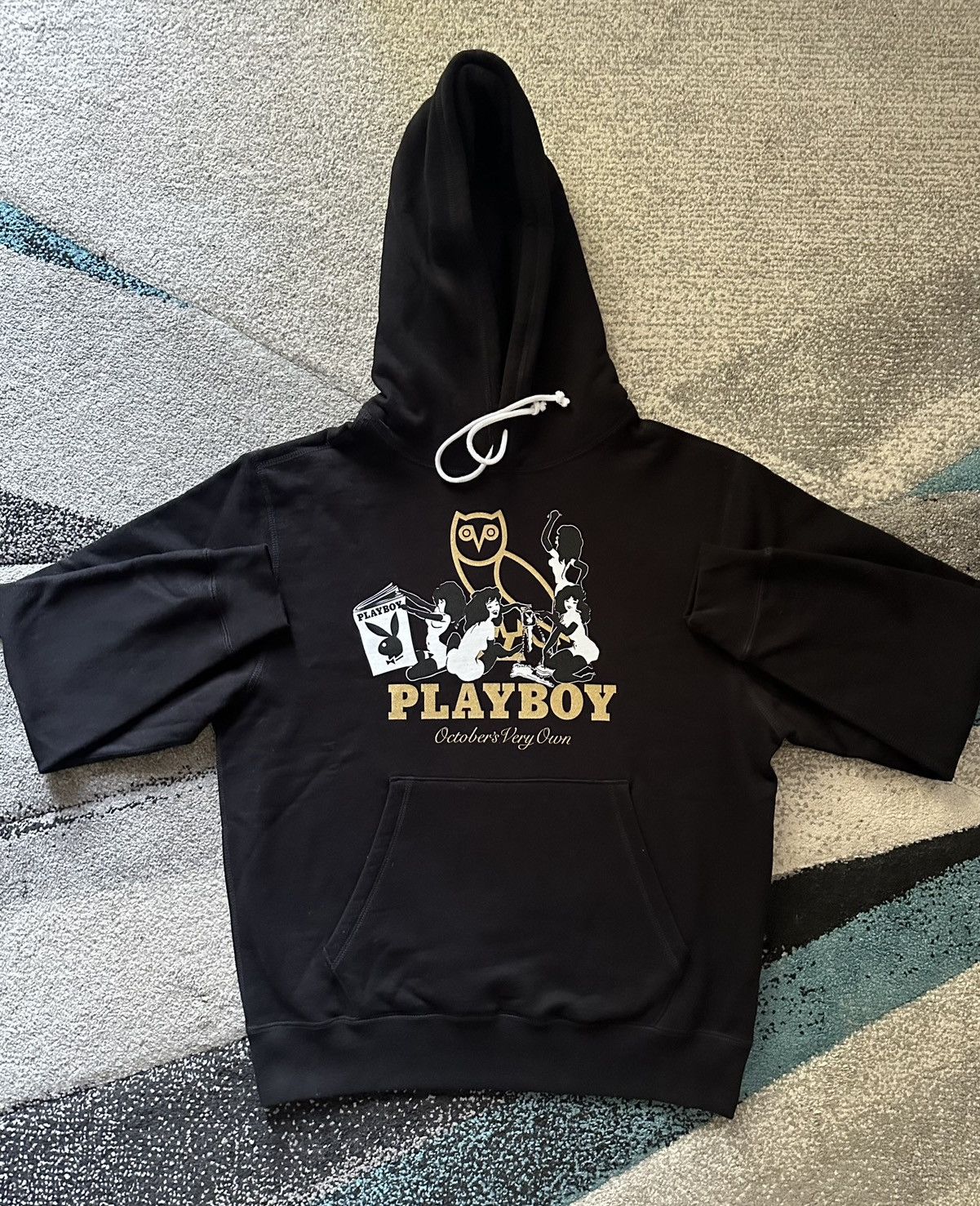 image of Octobers Very Own Ovo Playboy Pin-Up Hoodie Black, Men's (Size Medium)