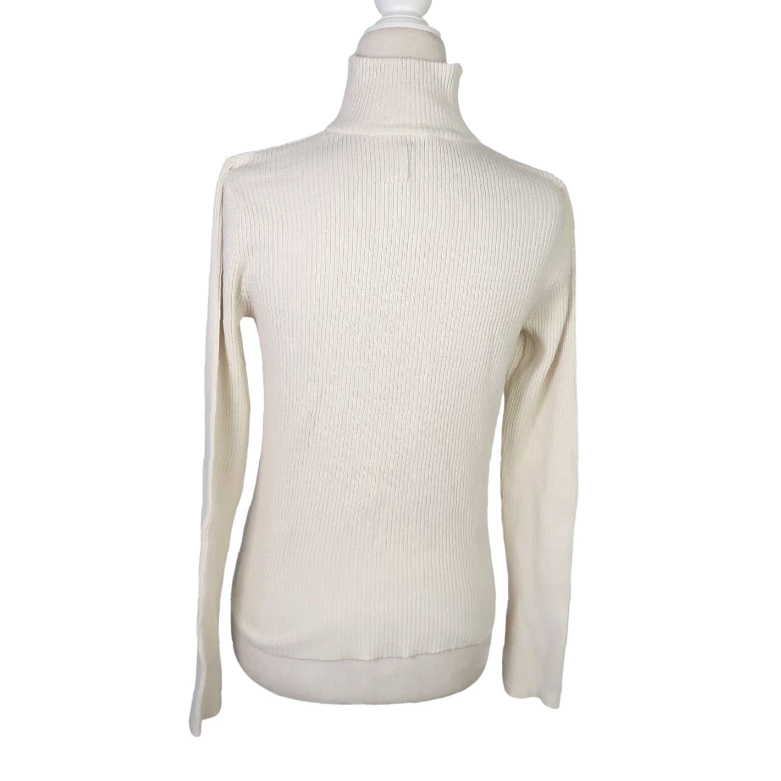Ralph Lauren VINTAGE Polo Jeans Co. by Ralph Lauren Cotton Ribbed Knit Sweater Top M Women Long Sleeve Cream 90s Size M / US 6-8 / IT 42-44 - 4 Thumbnail