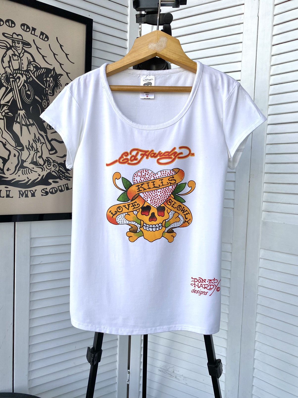 Ed Hardy × Vintage Vintage Y2K Ed Hardy Skull Short Sleeve Tee Shirt Size M / US 6-8 / IT 42-44 - 1 Thumbnail