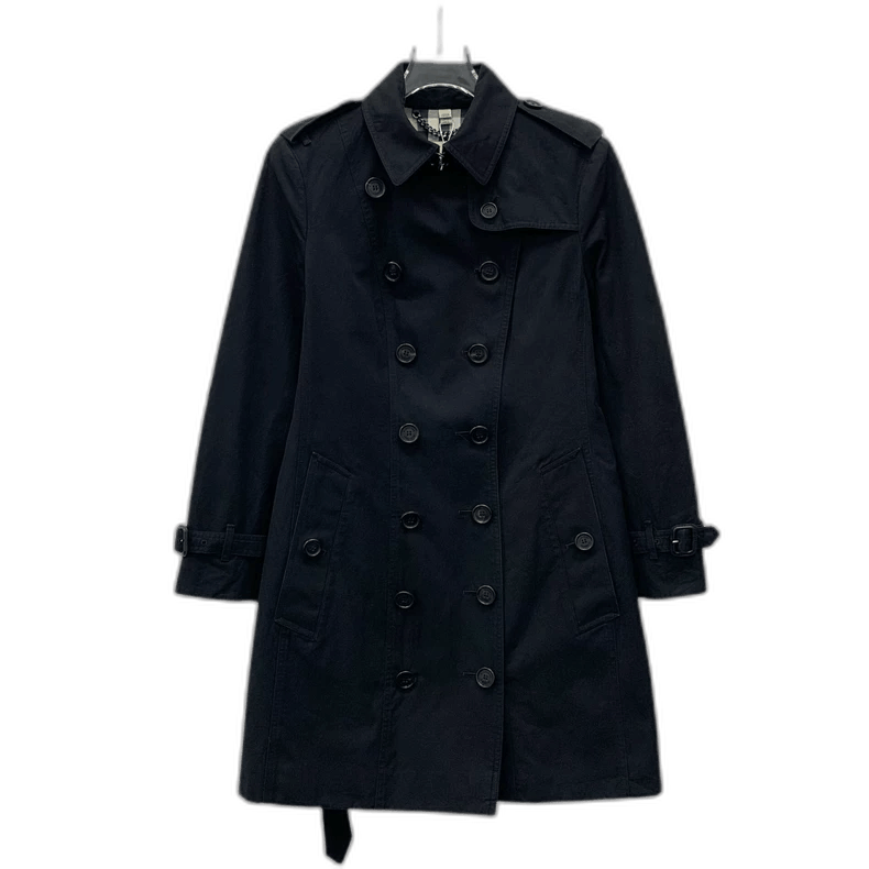 Burberry Burberry Black Cotton Double-Breasted Trench Coat Size L / US 10 / IT 46 - 1 Thumbnail