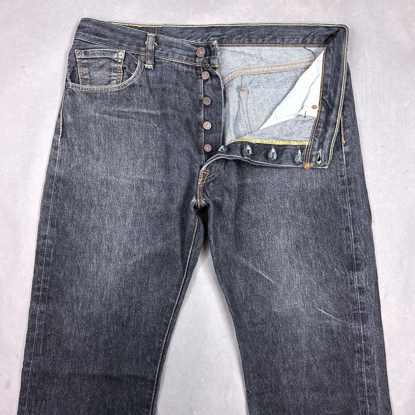 Levi's Levi's 501 Jeans Mens 36x30 Black Denim Button Fly Dark Faded Work Office Pants Straight Modern 5-Pocket Mens Regular Size Size US 36 / EU 52 - 2 Thumbnail