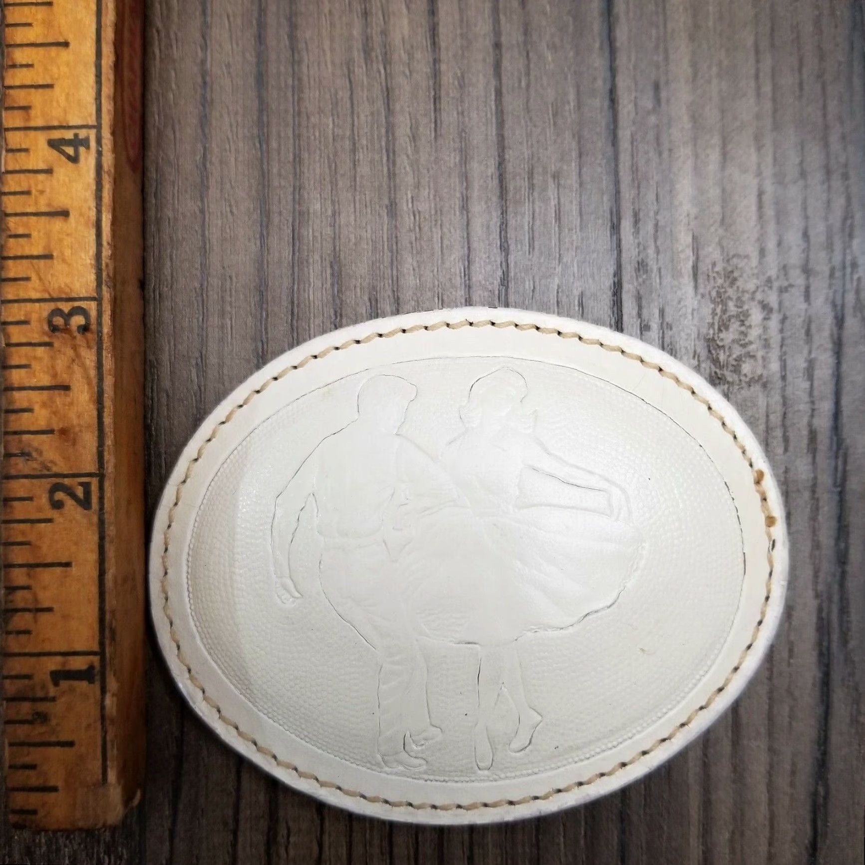 Rockmount Ranch Wear VINTAGE Rockmount Ranch Wear Champion Square Dance Belt Buckle Leather Embossed Men Western Buckle White 1980s Size ONE SIZE - 6 Thumbnail