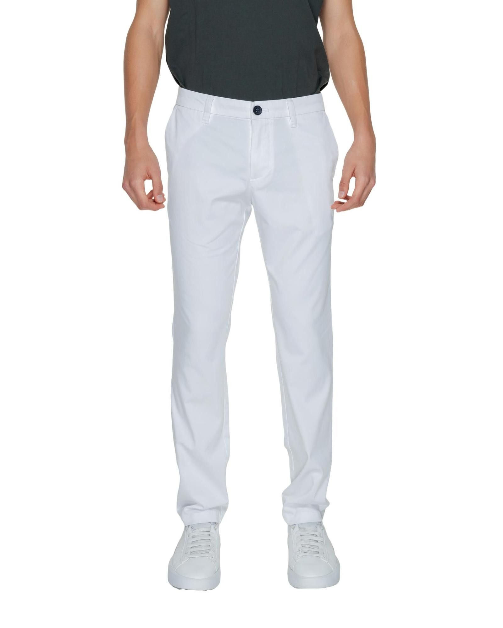 image of Armani Exchange Zip And Button Fastening Trousers in White, Men's (Size 30)