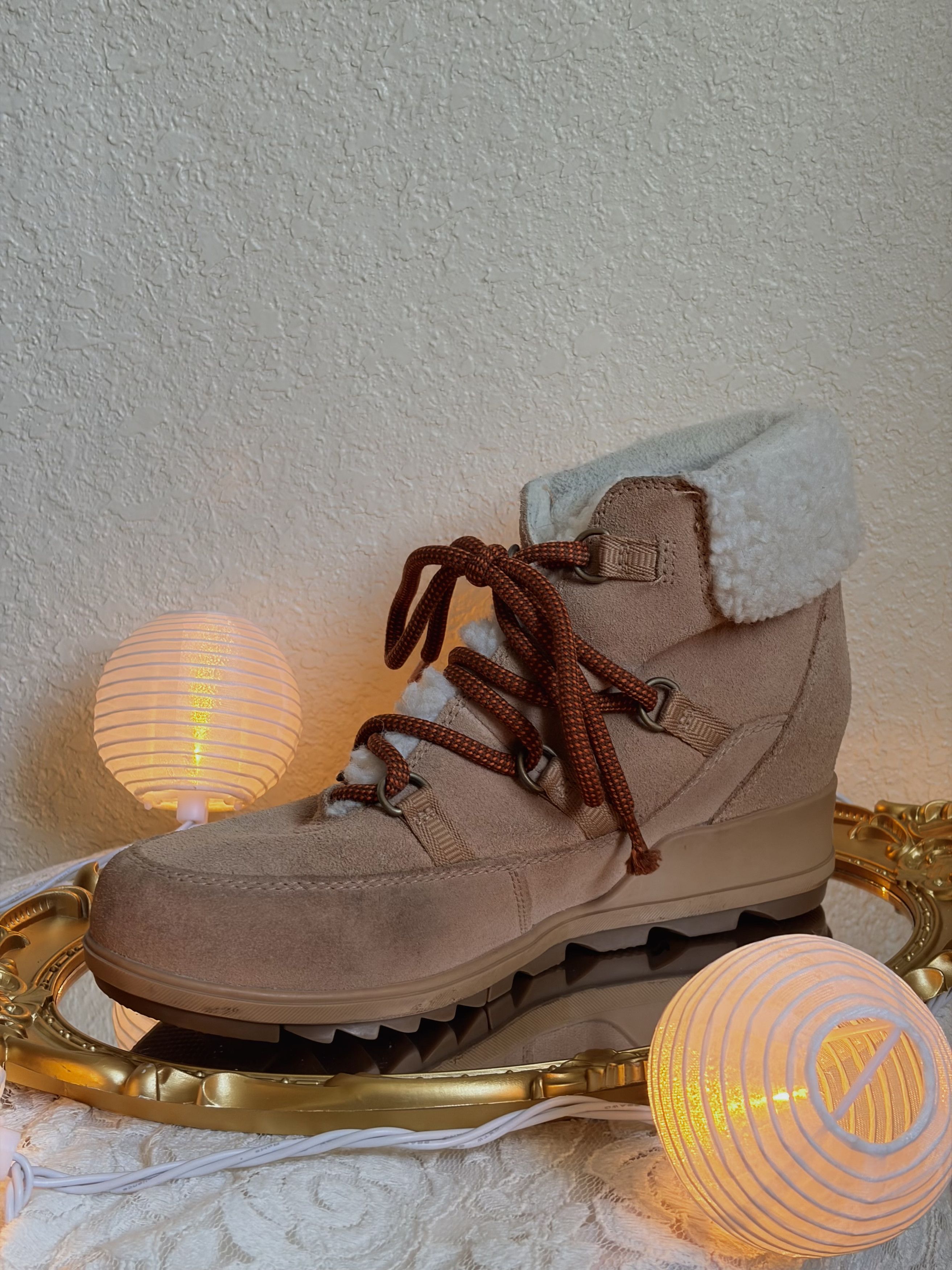 SOREL Sorel Evie Cozy Lace Bootie Tawny Buff Wood Size US 9 / IT 39 - 2 Thumbnail