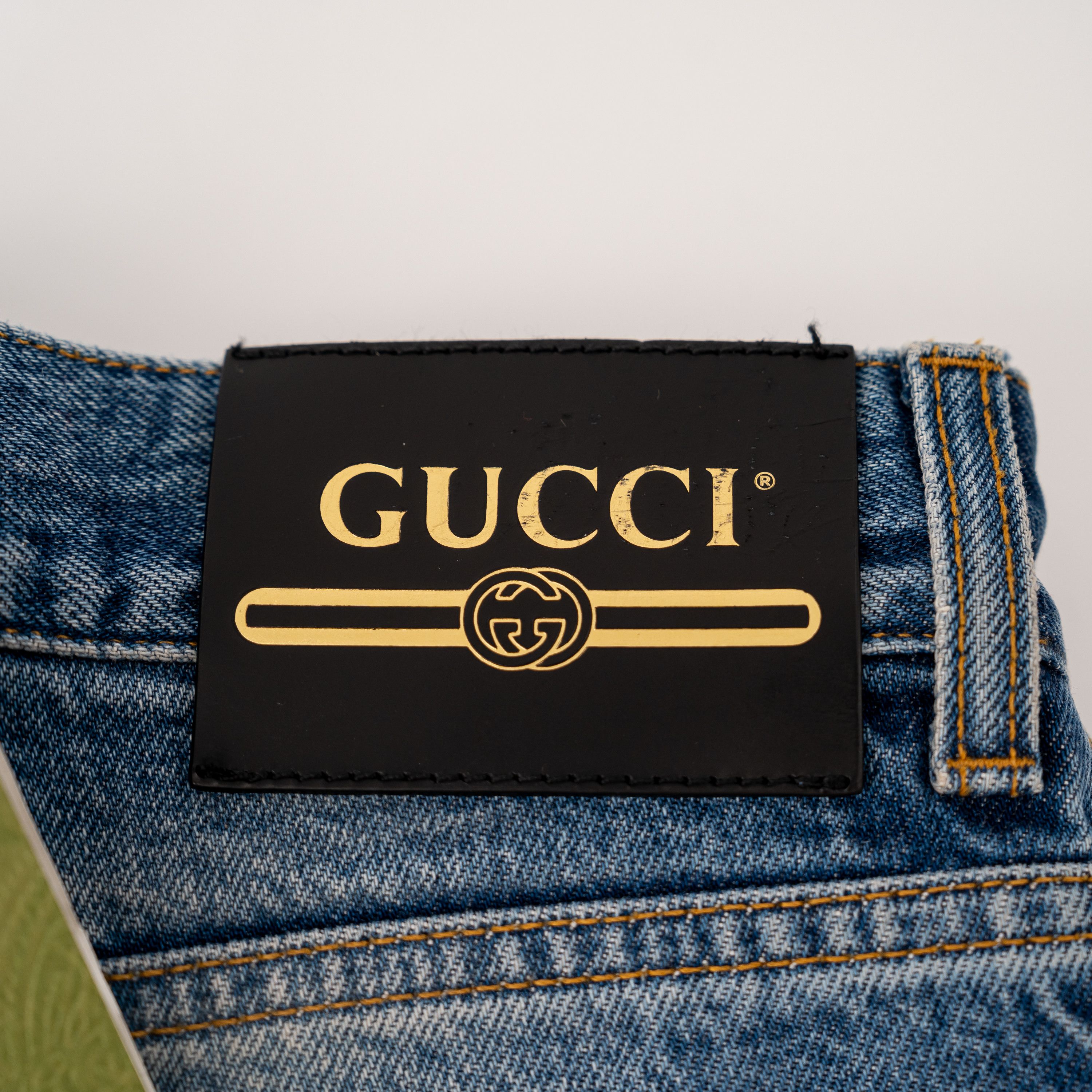 Gucci 32 - Gucci Washed Organic Denim Pant Label Jeans Tapered Size US 32 / EU 48 - 9 Thumbnail