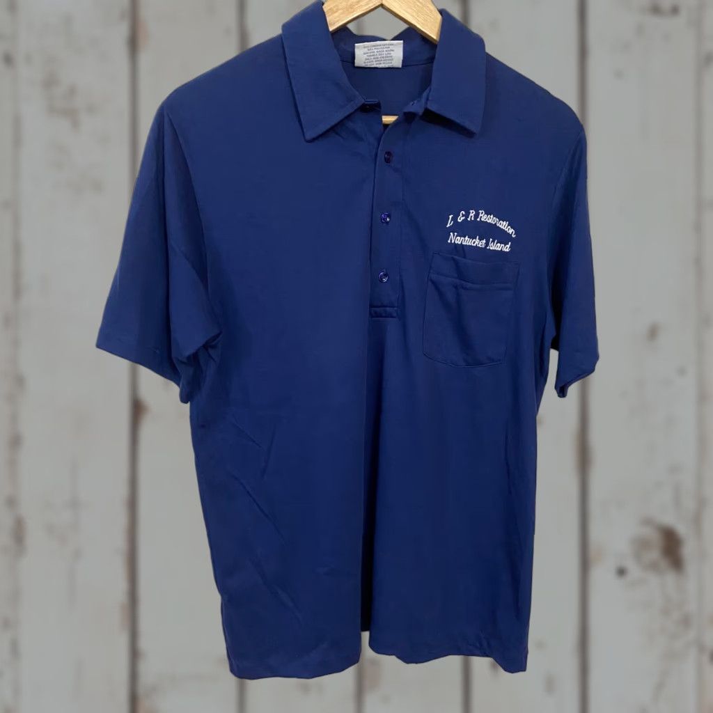 Vintage VINTAGE Mens L&R Restorations Nantucket Blue Single Stitch Polo Shirt Retro Polo Shirt Mens Blue L Mens Size US L / EU 52-54 / 3 - 1 Thumbnail