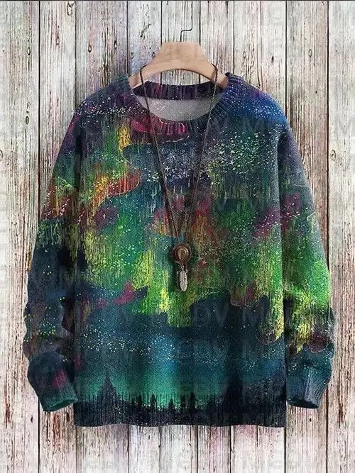 VIBE Art Print Casual Knit Pullover Size US M / EU 48-50 / 2 - 3 Thumbnail