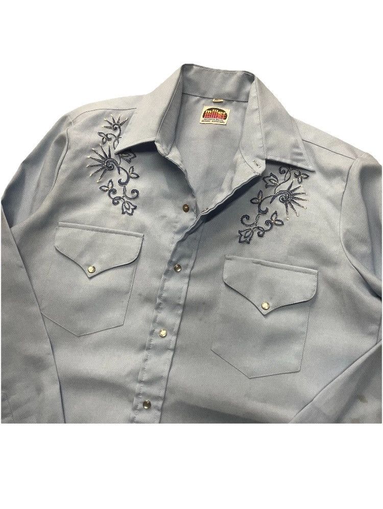 Vintage × Wrangler 70’s miller western wear poly shirt pearl snap Size US L / EU 52-54 / 3 - 1 Thumbnail