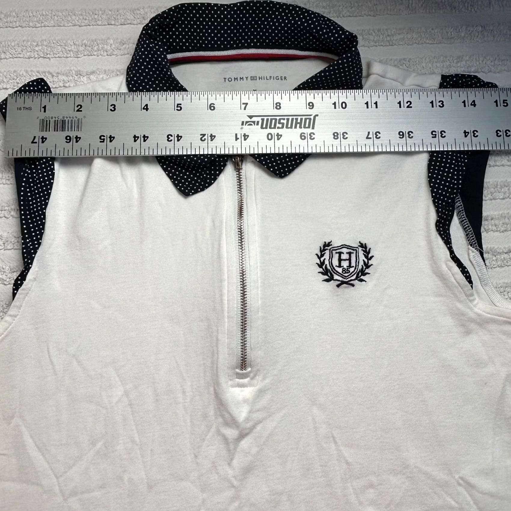 Tommy Hilfiger Tommy Hilfiger Sleeveless Shirt Women's Medium White 1/4 Zip Embroidered Top Size M / US 6-8 / IT 42-44 - 5 Thumbnail