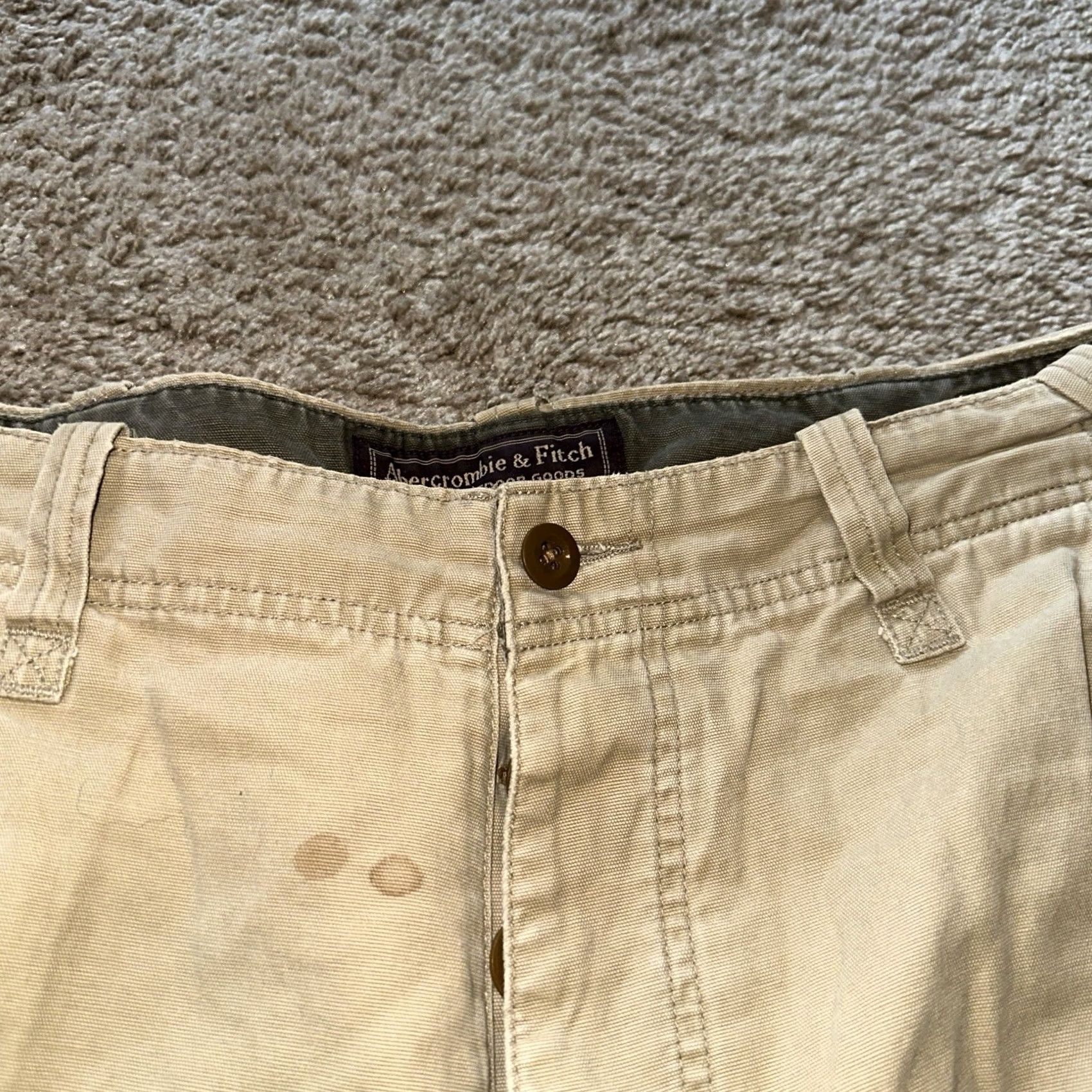 Abercrombie & Fitch VINTAGE Abercrombie & Fitch Cargo Pants Mens 34L Canvas Beige 34 Inseam Straight Pocket Grunge Style Size US 34 / EU 50 - 3 Thumbnail