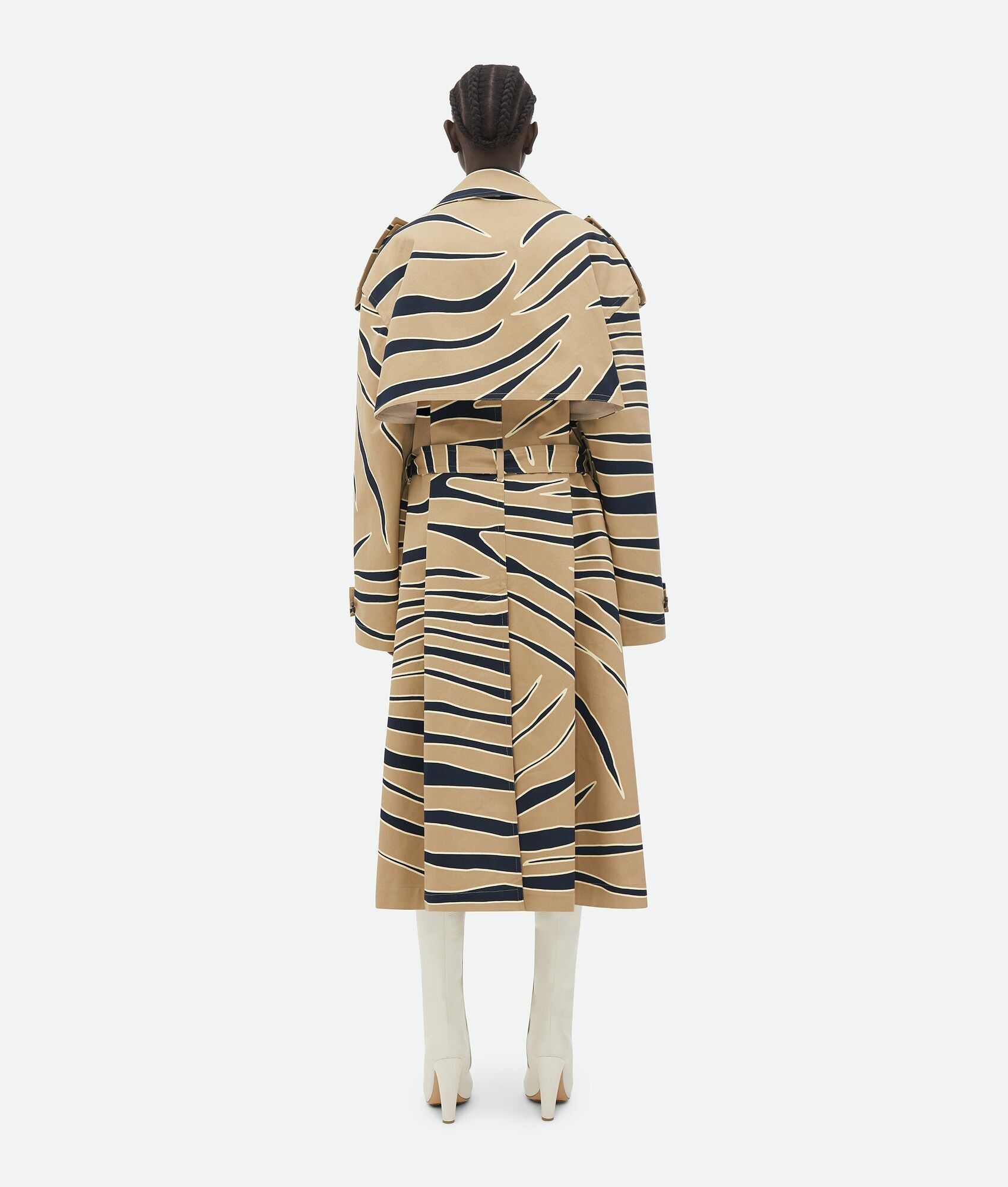 Bottega Veneta o1n1vont0925 Animal Print Cotton Trench Coat in Beige/Black Size S / US 4 / IT 40 - 3 Thumbnail
