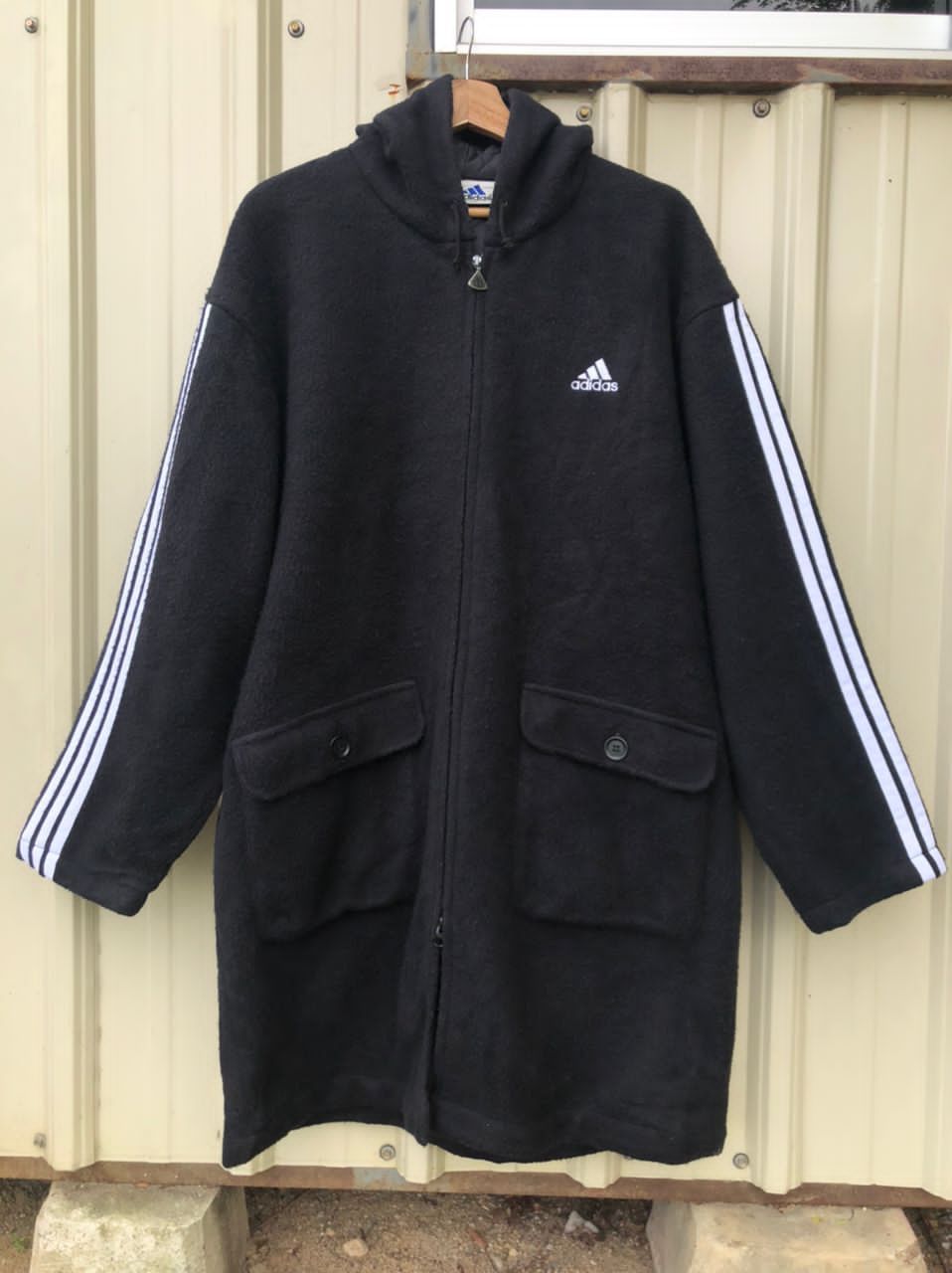 Adidas × Vintage Rare🔥 Vintage 90s Adidas Fleece Long Jacket Size US L / EU 52-54 / 3 - 1 Thumbnail