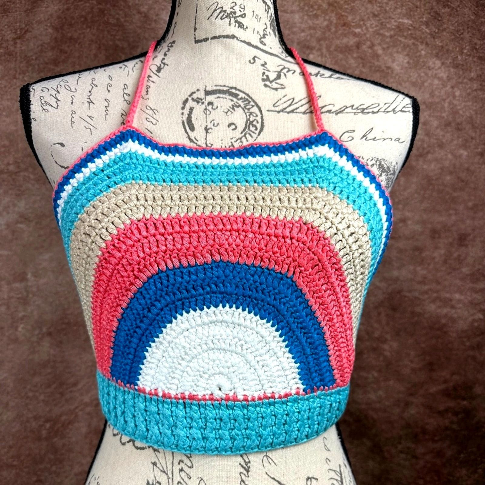 Other Olivaceous Rainbow Crochet Crop Top Multi size M Size M / US 6-8 / IT 42-44 - 2 Thumbnail