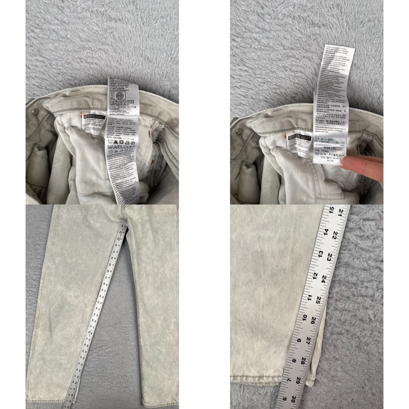 Levi's VINTAGE Levis Jeans Men 32 Gray Denim Straight Leg Premium 551 z Big E Acid Wash 32x30 Size US 32 / EU 48 - 8 Thumbnail