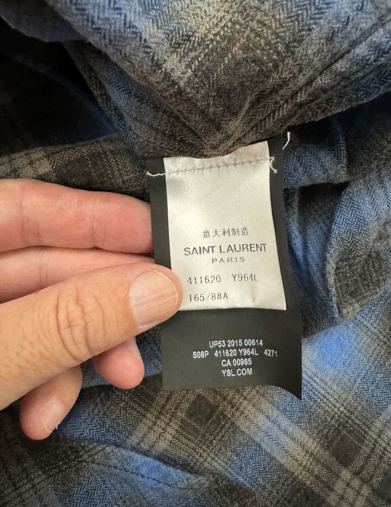 Saint Laurent Paris Saint Laurent SLP blue and black plaid shirt size 38 Size US S / EU 44-46 / 1 - 4 Thumbnail