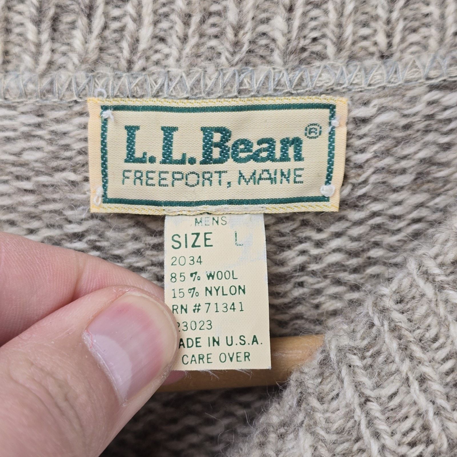 L.L. Bean Vintage L.L. Bean Wool Sweater Large Beige 80s USA Cottage Size US L / EU 52-54 / 3 - 4 Thumbnail