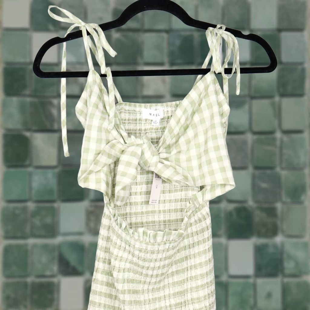 Anthropologie Anthropologie Gingham Mini Dress Mable Casual Sleeveless Smocked Cut Out NWT Green Spring Summer Womens Size M Size M / US 6-8 / IT 42-44 - 1 Thumbnail