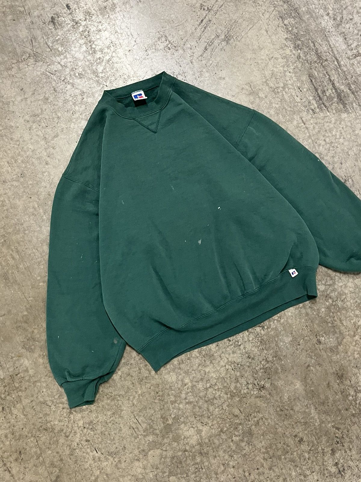 Russell Athletic × Vintage Russell athletic forest green boxy fit crewneck thrashed 90s Size US XL / EU 56 / 4 - 2 Thumbnail
