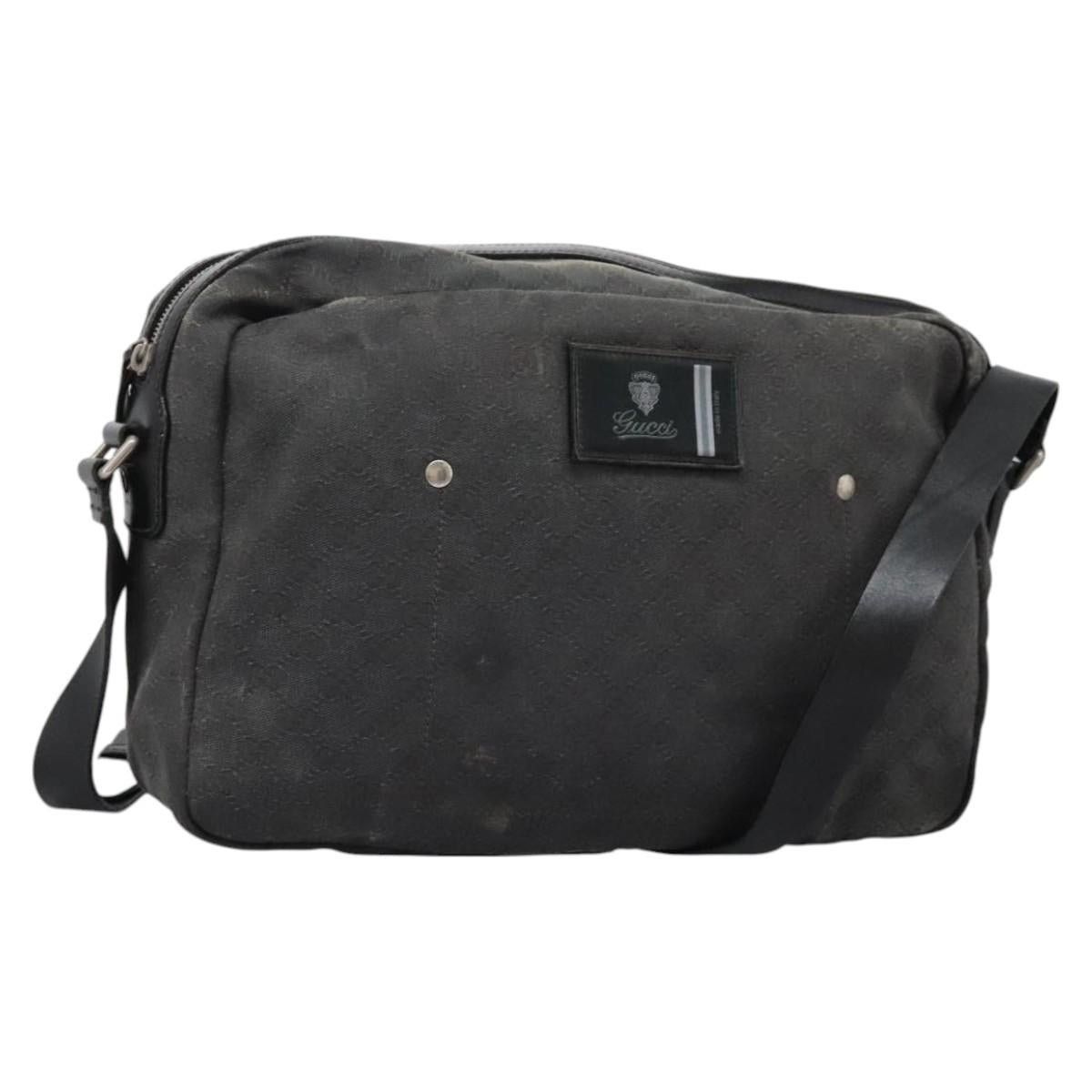 Gucci GUCCI GG Canvas Shoulder Bag Black Silver Size ONE SIZE - 1 Thumbnail
