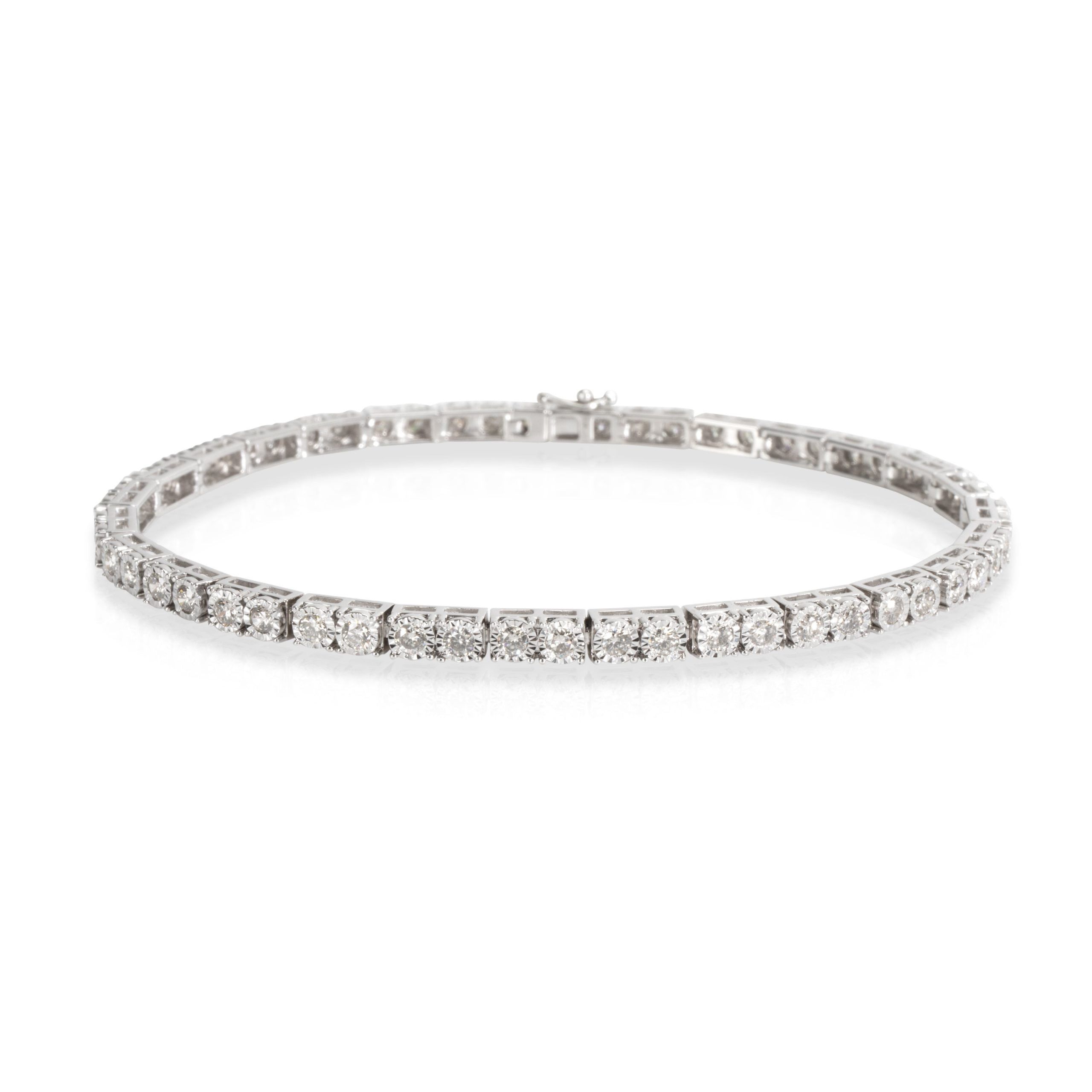 image of Louis Vuitton Miracle Set Diamond Tennis Bracelet In 10Kt White Gold 1.71 Ctw, Women's
