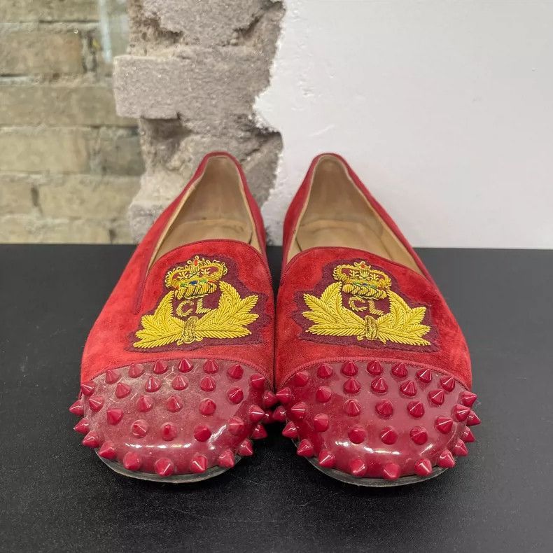 Balenciaga Red Suede Embellished SlipOn Shoes-2505 Size US 6.5 / IT 36.5 - 6 Thumbnail