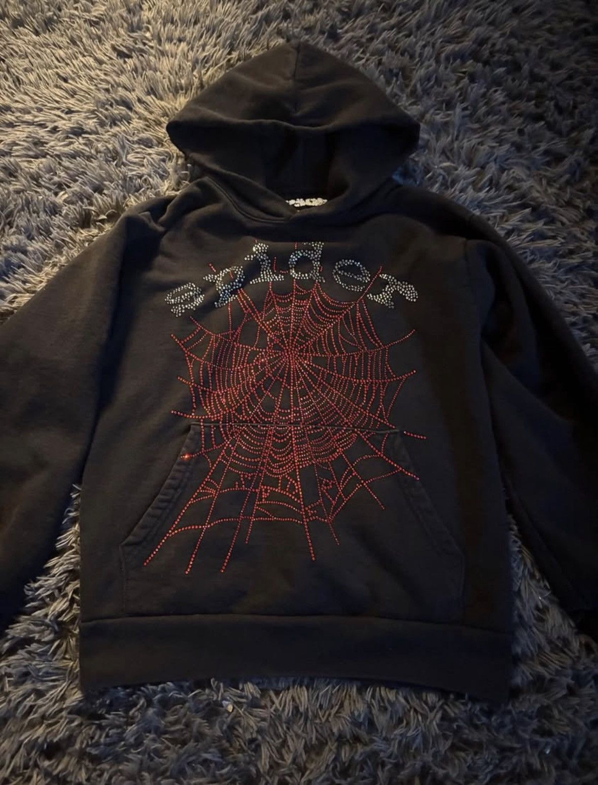 Sp5der Sp5der og rhinestone hoodie SS22 | Grailed