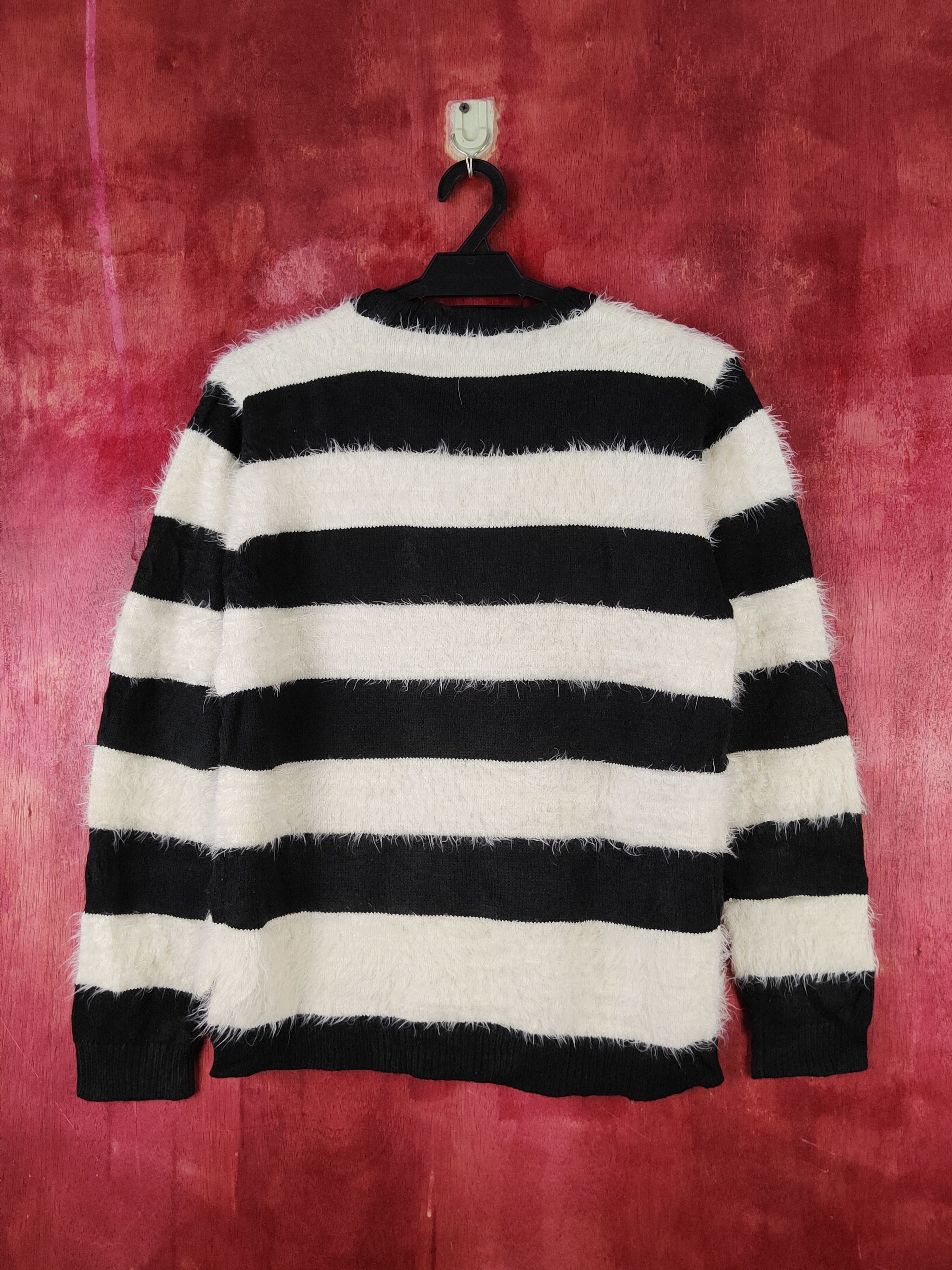Japanese Brand × Vintage Beige Stripe Fur Mohair Knitwear ❌ Kurt Cobain Design Size M / US 6-8 / IT 42-44 - 8 Thumbnail