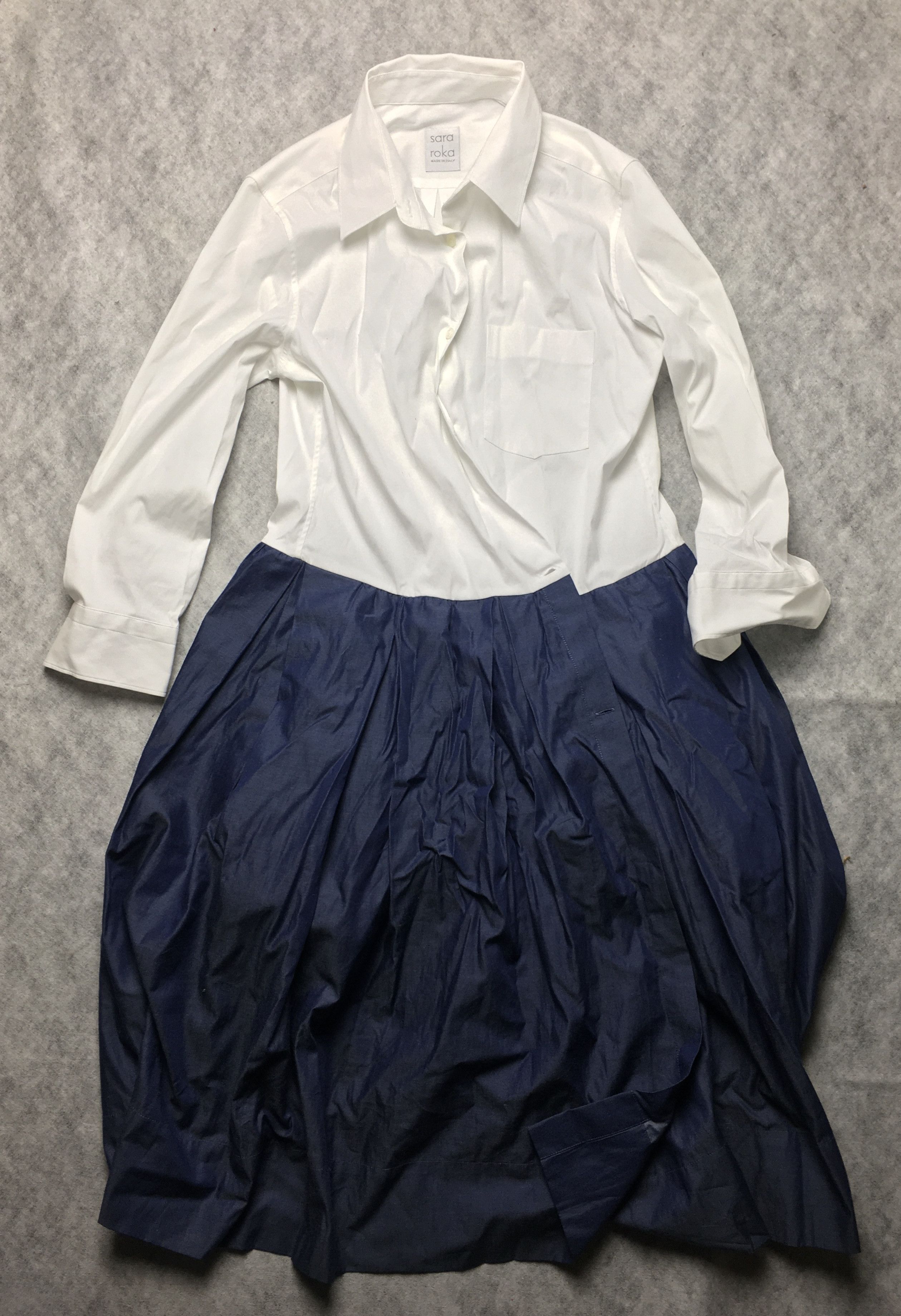 Other SARA ROKA Shirt Dress White/Navy Cotton EU 40 Size M / US 6-8 / IT 42-44 - 5 Thumbnail